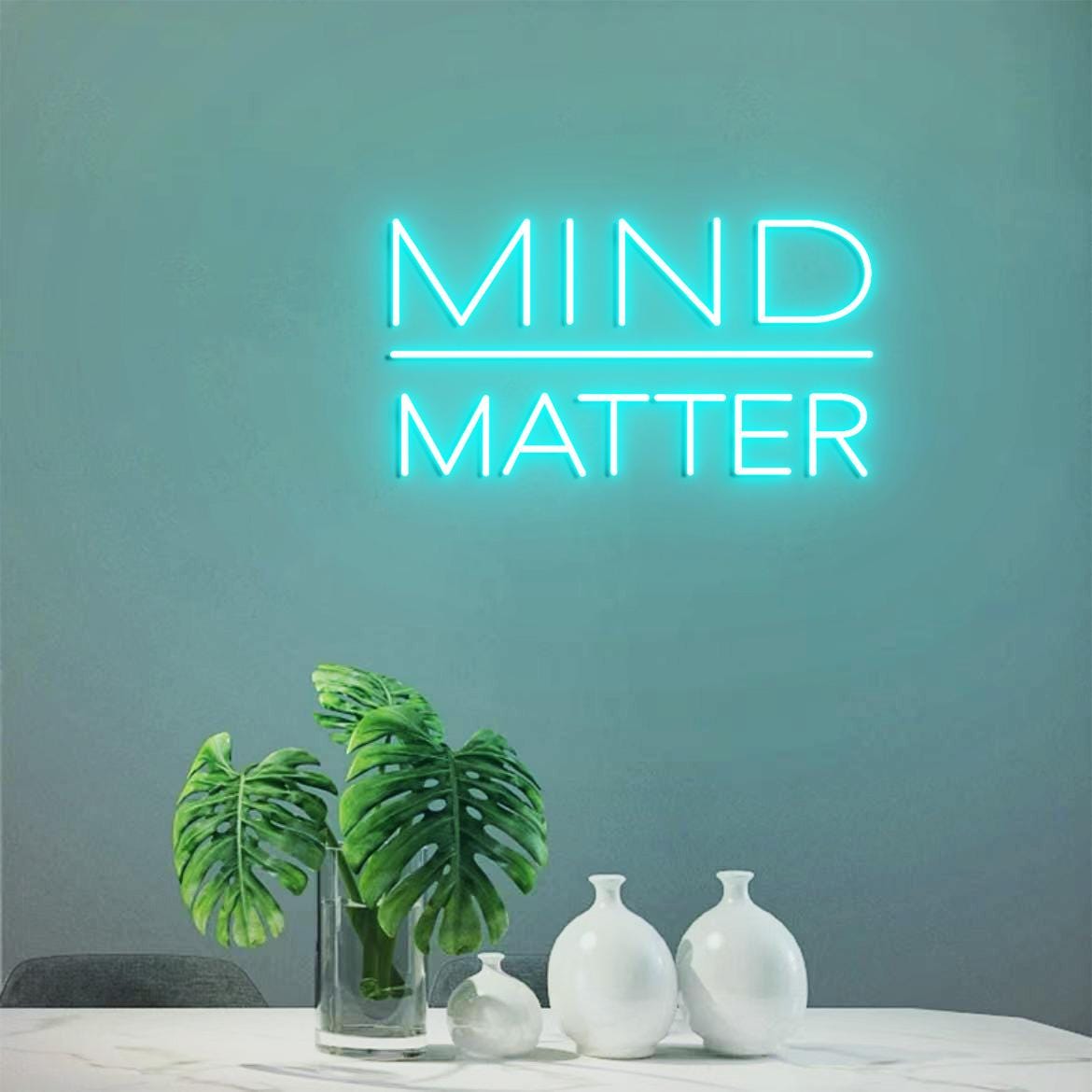 Mind Over Matter Neon Sign, Mind Over Matter Gym Motivational Signs, Office Gym Wall Signs, Gift for Home Gym Idea, Workout Room Signs