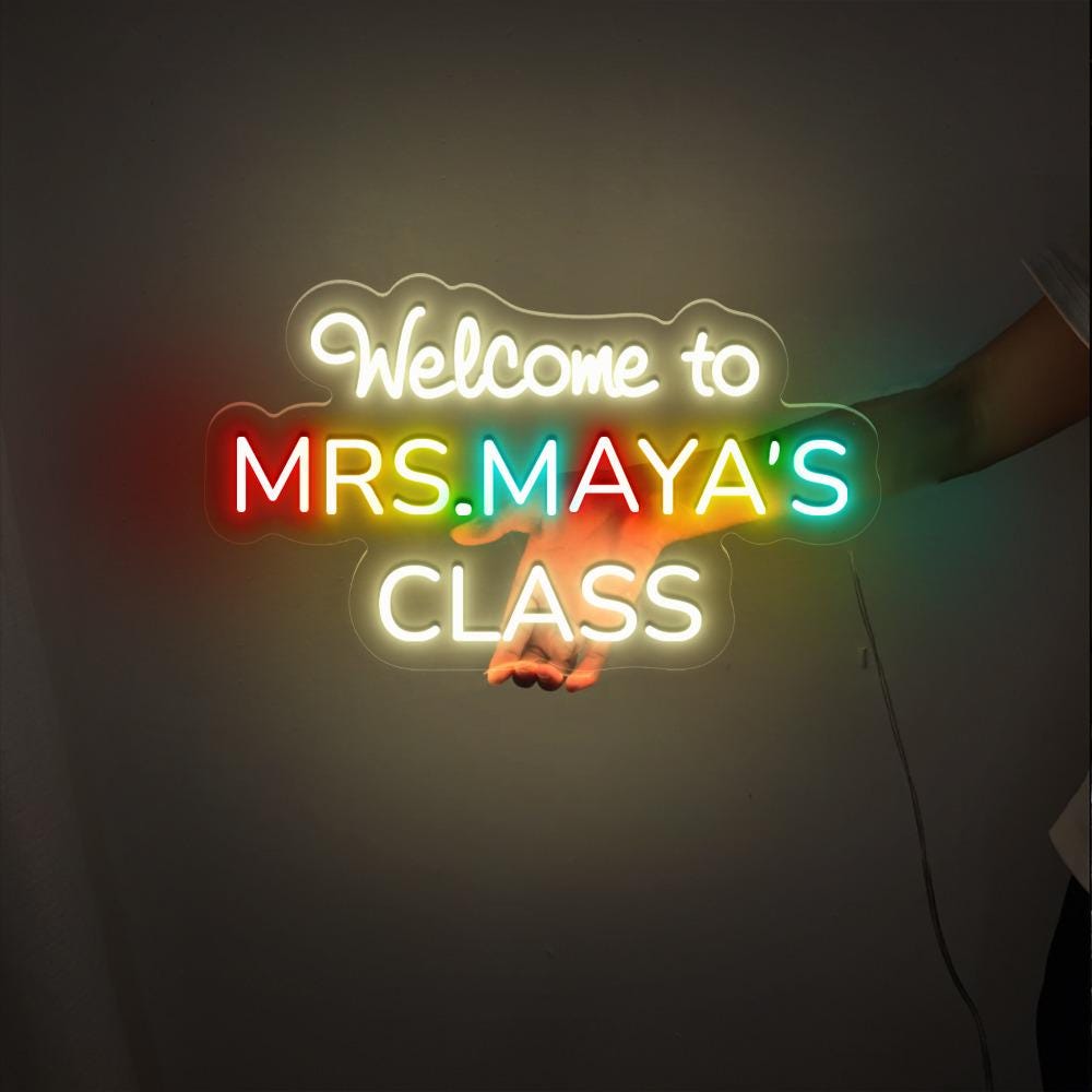 Personalized Teacher Door or Wall Neon Sign, Classroom Sign, Teacher Name Neon Sign, Classroom Door Hanger, Personalized Teacher Neon Sign
