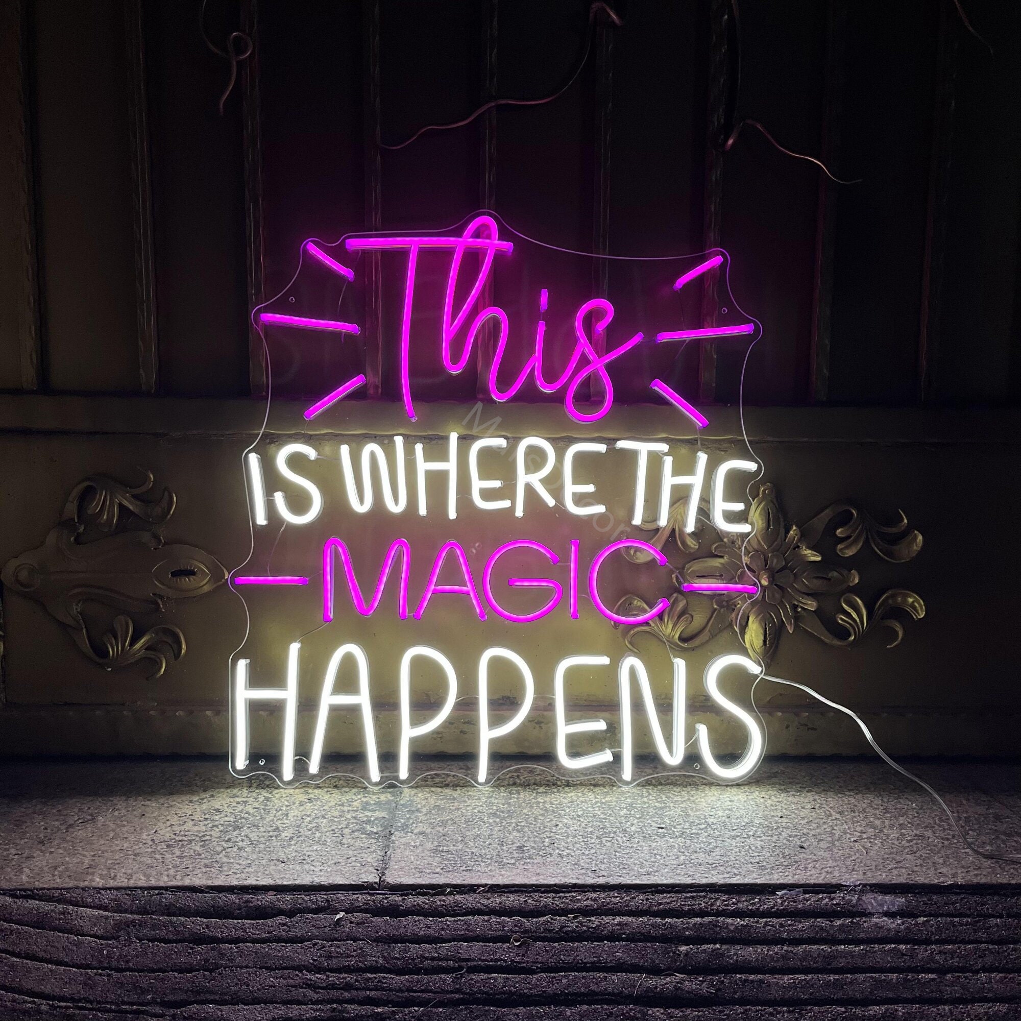 Neon Sign This is where the Magic Happens | Neon Sign Custom | Custom Neon Light | Neon Sign Art | Neon Sign Wall Decor | Neon Sign Bar