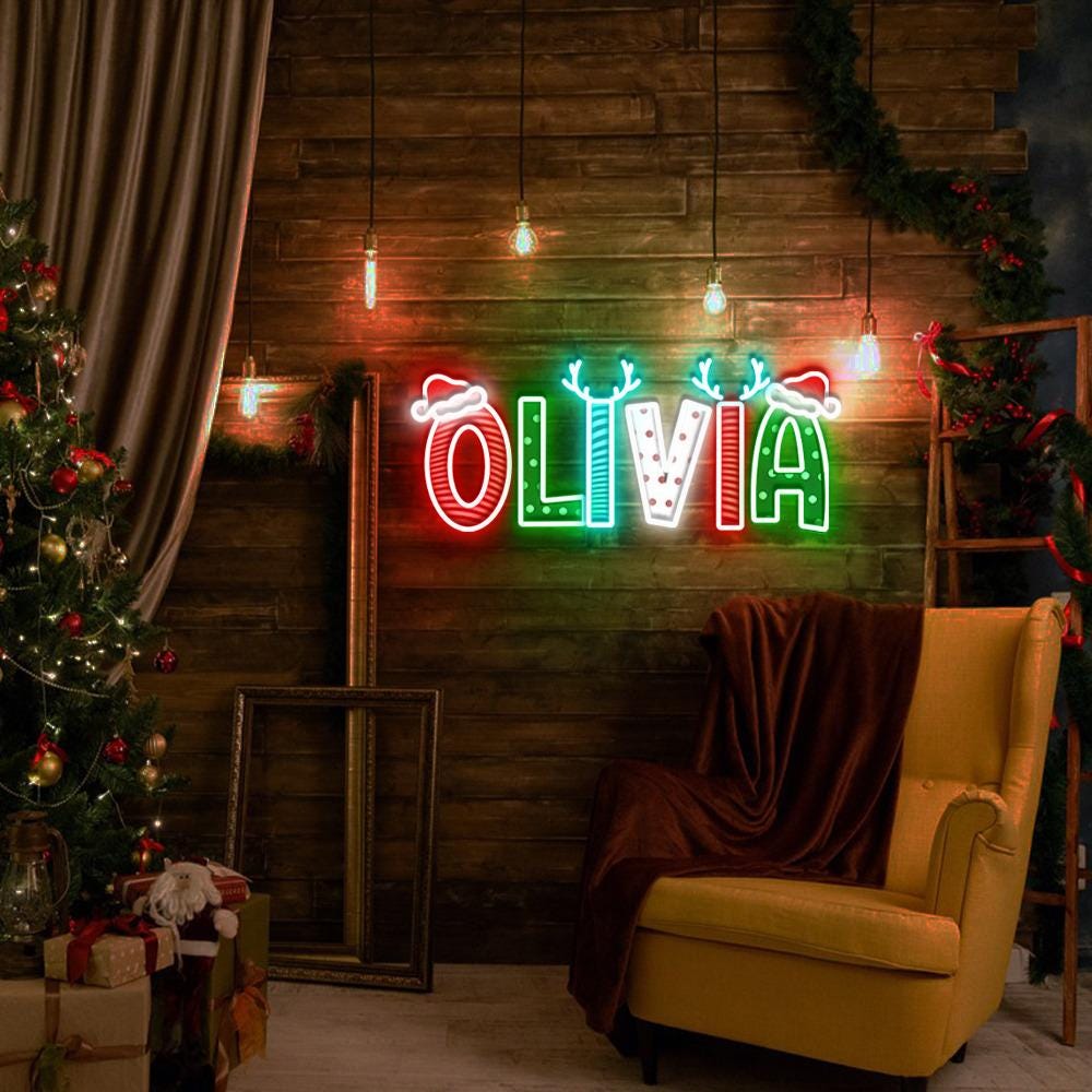 Custom Name Christmas Neon, Christmas Gifts, Christmas Neon Sign, Family photo Christmas Neon, Christmas Family, Christmas Neon Sign Gifts
