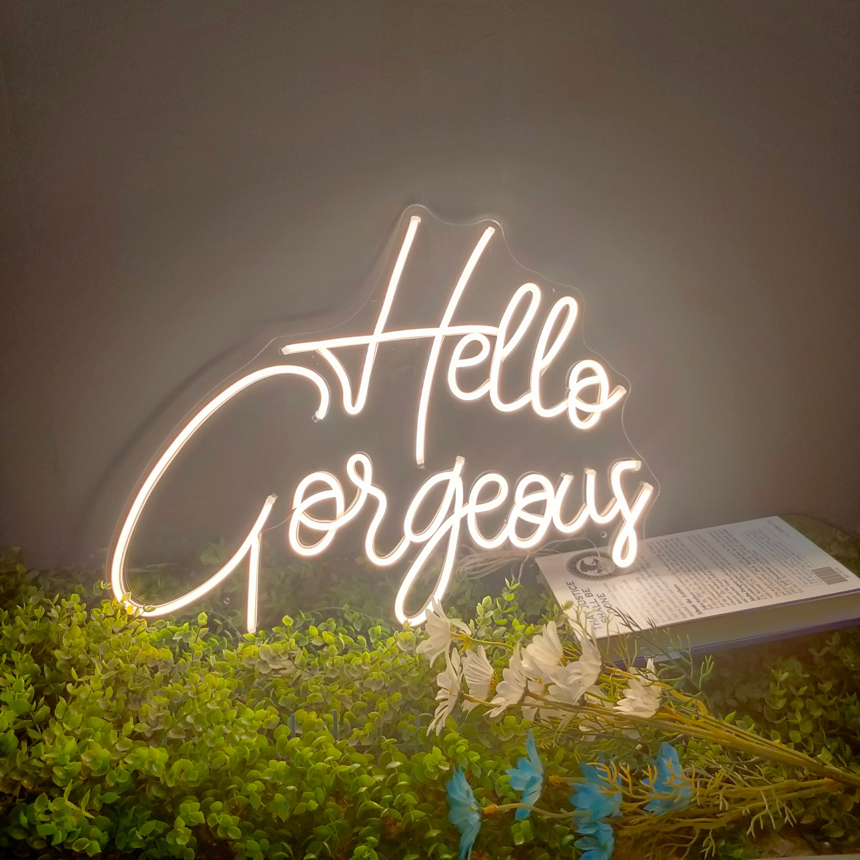 Hello Gorgeous Neon Sign Name Light Letters Flexible Led Aesthetic Room Decor Acrylic Neon Mural For Party Bar Home Room Wedding Banner Wall