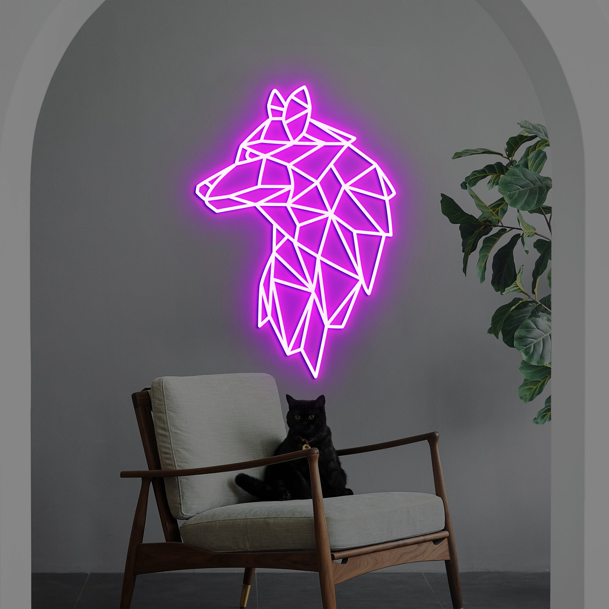 Geometric Wolf Neon Sign, Wolf Head Neon Light, Wolf Wall Decor, Wall Art, Wolf Led Sign, Wolf Figurine