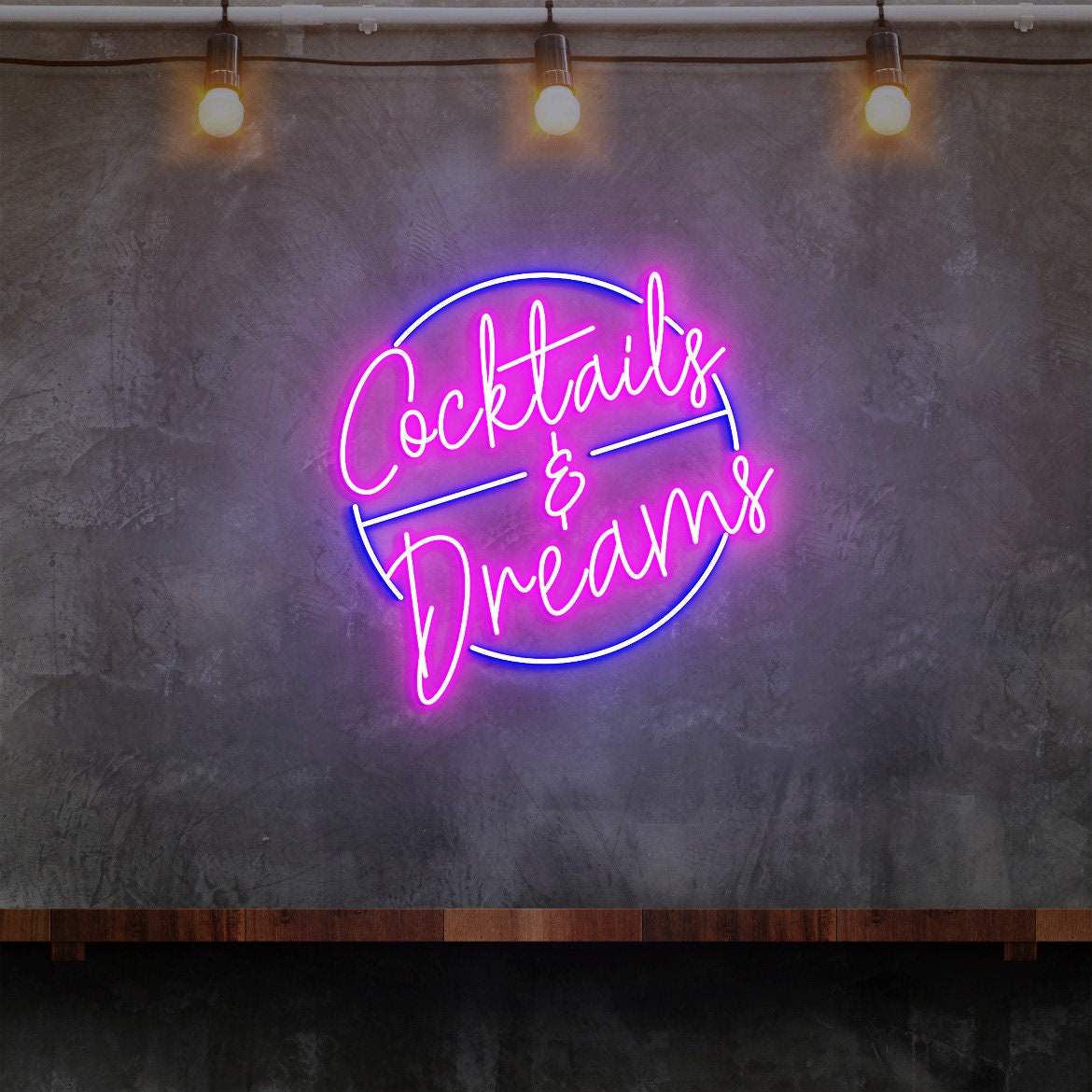 Cocktails and Dreams Neon Sign, Cocktail Bar Neon Sign Wall Decor, Bar Signs UK, Neon Bar Signs for Home Bar Decor, Custom Neon Signs UK