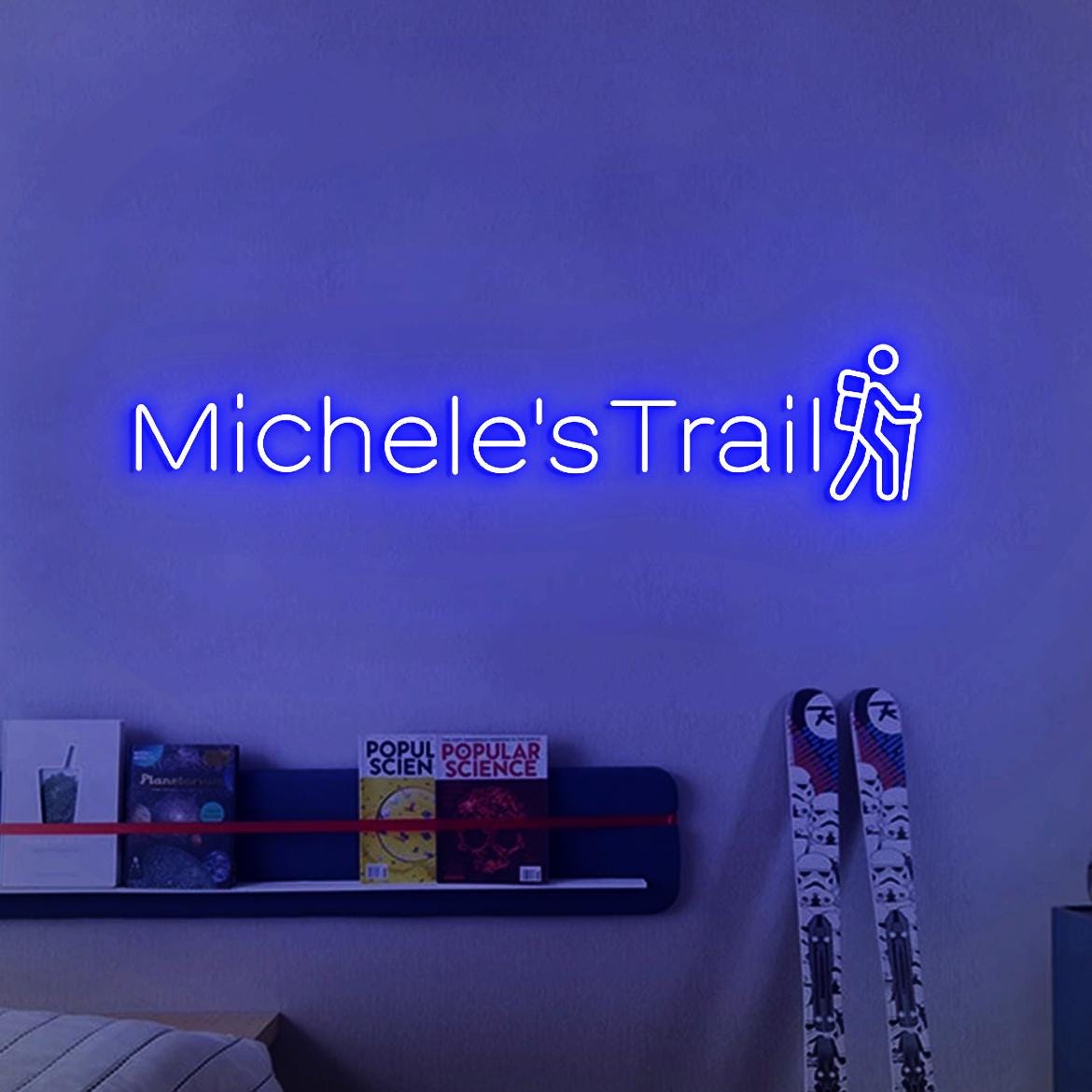 Customized Trail Neon Sign, Personalized Hiking Trail Sign, Trail Sign for Hiking lover, National Park Wall Decoration Hiking Sign