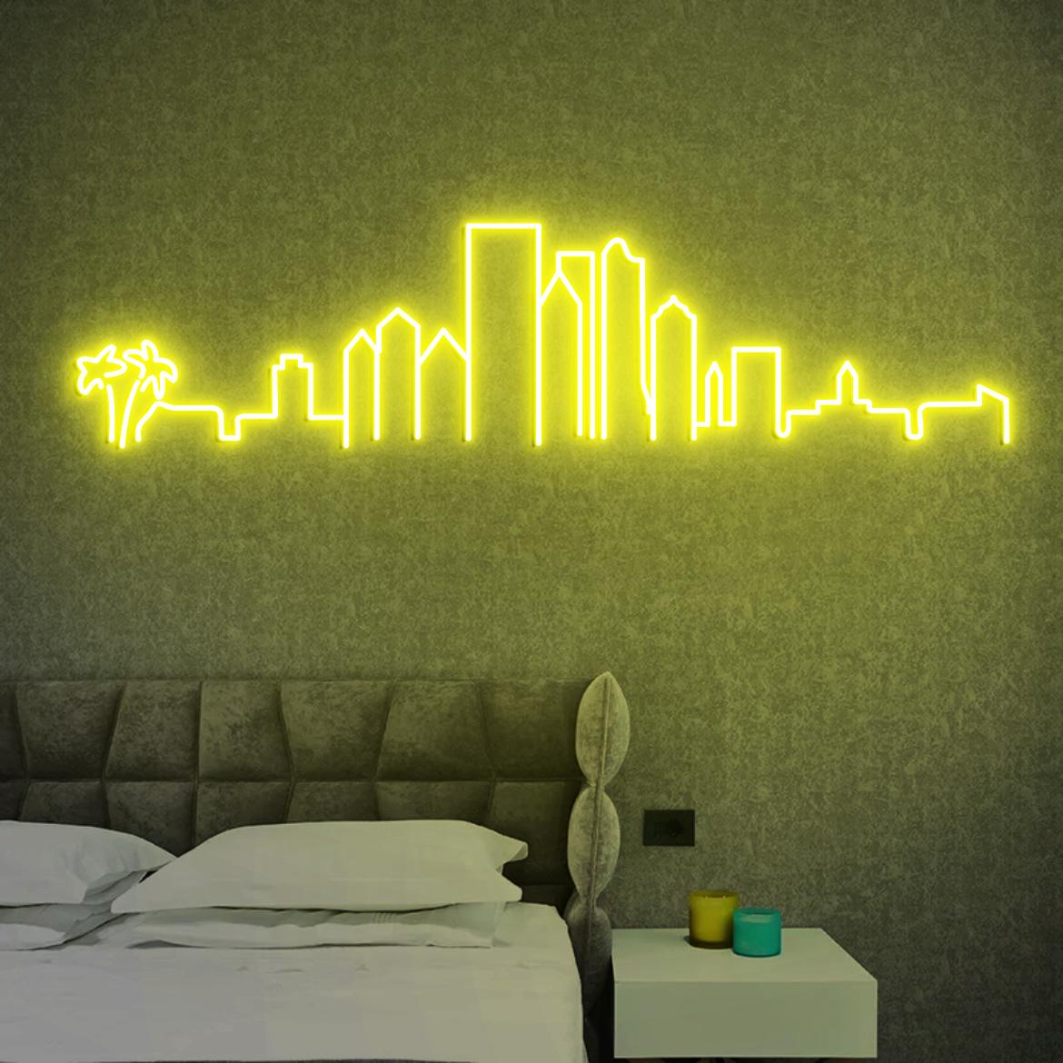 Miami Skyline Neon Sign, Miami, Florida Skyline Wall Art, New Home for Miami Gift, Neon Sign Miami Skyline, Moving Gift