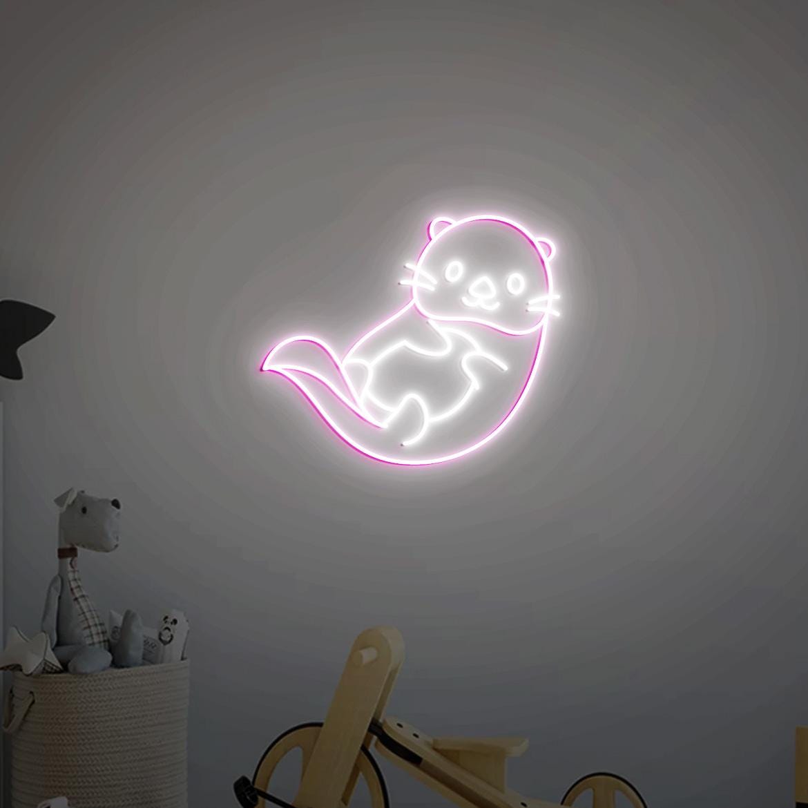 Otter Neon Sign, Cute Otter Home Wall Decor, Otter Christmas Gifts, Cute Otter Gifts for Otter Lovers, Sea Otter Neon Light