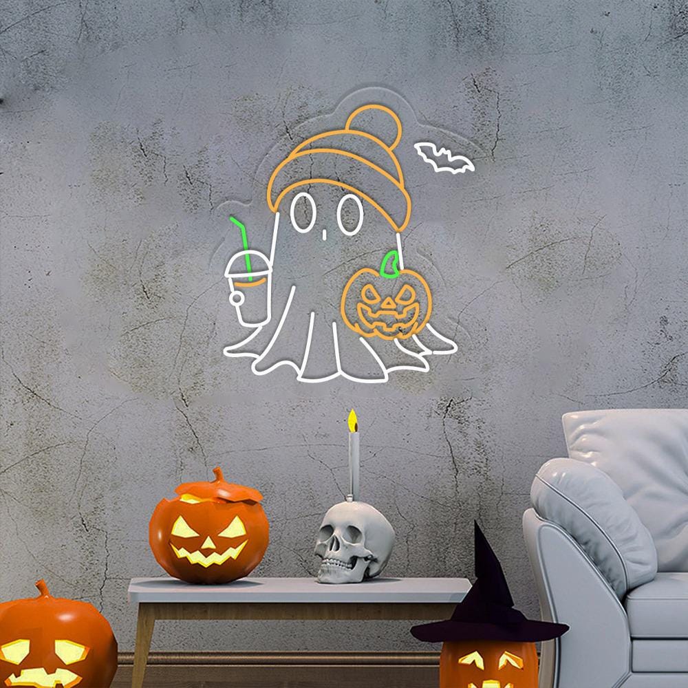 Cute Ghost Neon Sign Gifts, Funny Spooky Neon Sign, Womens Ghost Neon Led, Spooky Season Gifts, Halloween Party Neon Sign, Fall Ghost Neon