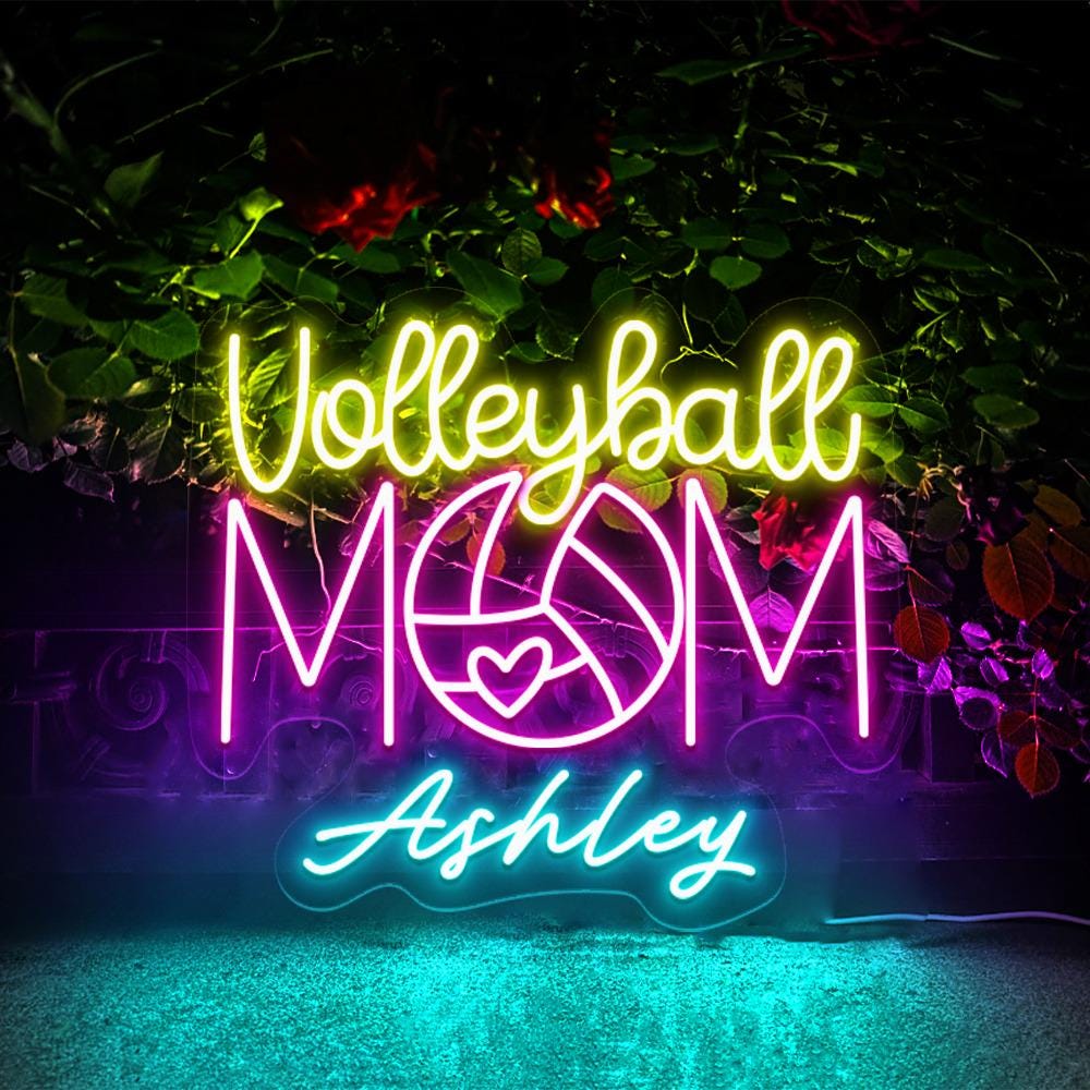 Custom Volleyball Mom Neon Sign, for Mom Volleyball Neon, Mothers Day Neon with Kid Name, Volleyball Mom Neon Sign Gifts for Mom