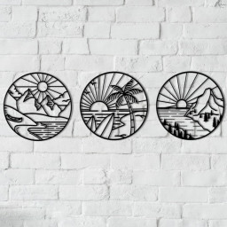 Circular Landscapes Trio – Line Art