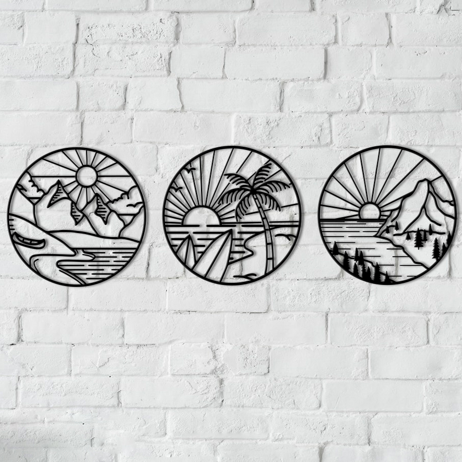 Circular Landscapes Trio – Line Art