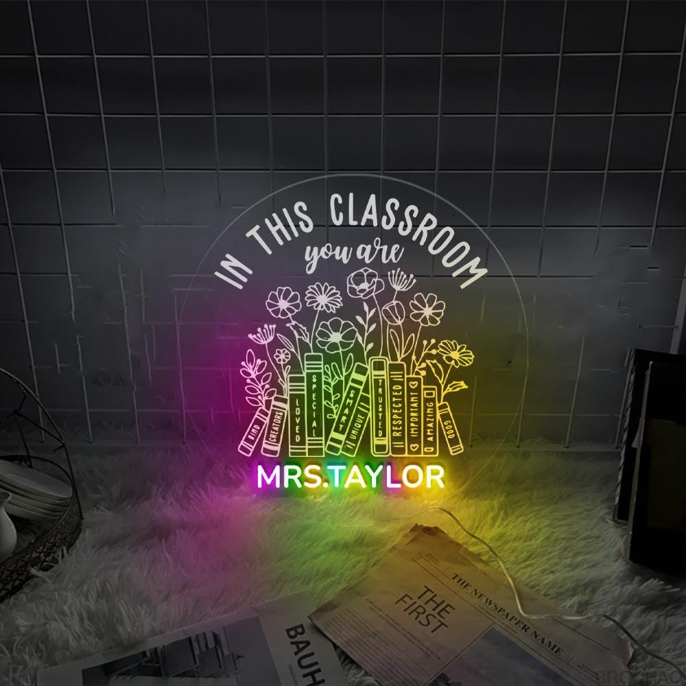 Custom Name Teacher Neon Sign, Teacher Appreciation, It's A Good Day To Read, Classroom Door Hanger, Personalized Language Teacher Neon Sign