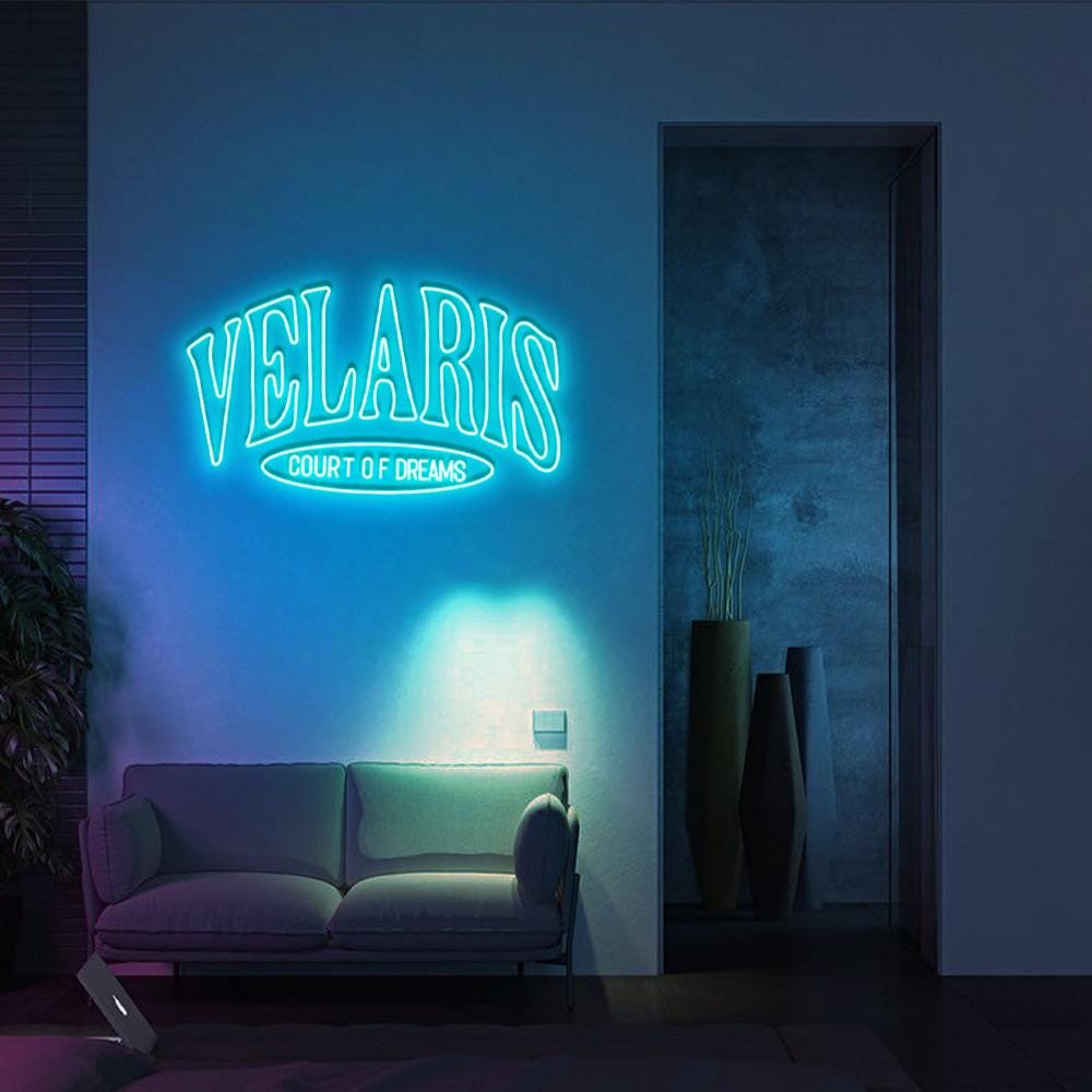 Velaris ACOTAR Neon Sign, To The Stars Who Listen Quote Neon, Velaris Night Court Rhysand Feyre Licensed, SJM Universe Merch Bookish Gifts