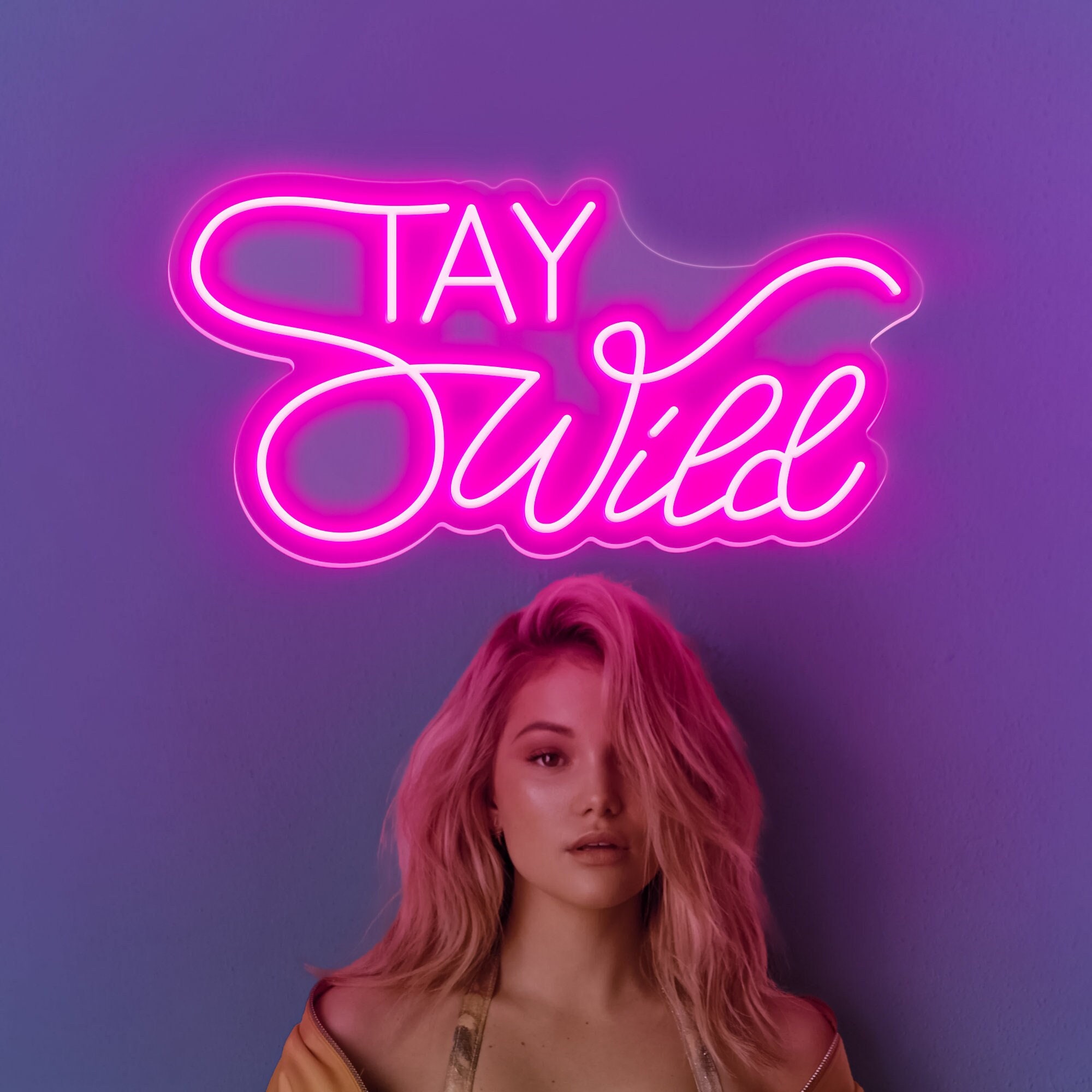 STAY Wild Neon Sign / Home Bedroom Decor / Led Light Salon Shop Bar / Wall Decor Art / Wedding Decoration / Personalized Gifts