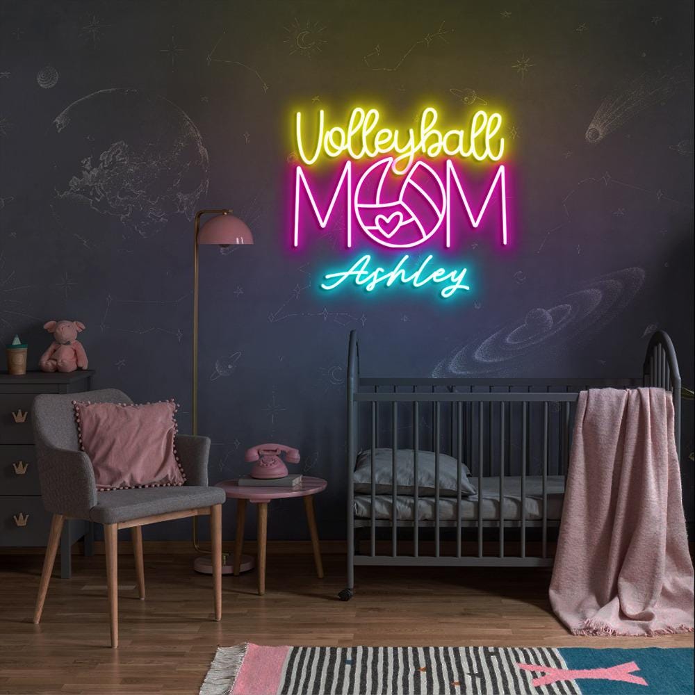 Custom Volleyball Mom Neon Sign, for Mom Volleyball Neon, Mothers Day Neon with Kid Name, Volleyball Mom Neon Sign Gifts for Mom