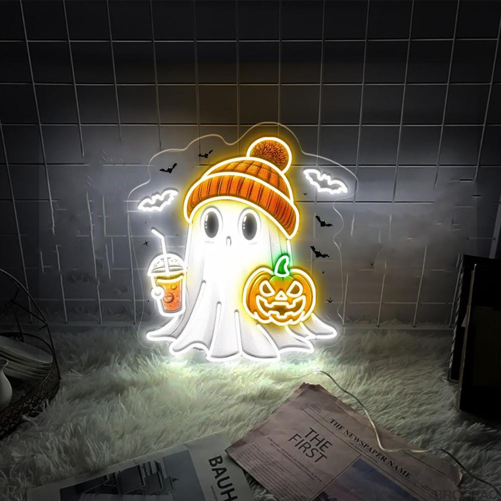 Cute Ghost Neon Sign Gifts, Funny Spooky Neon Sign, Womens Ghost Neon Led, Spooky Season Gifts, Halloween Party Neon Sign, Fall Ghost Neon