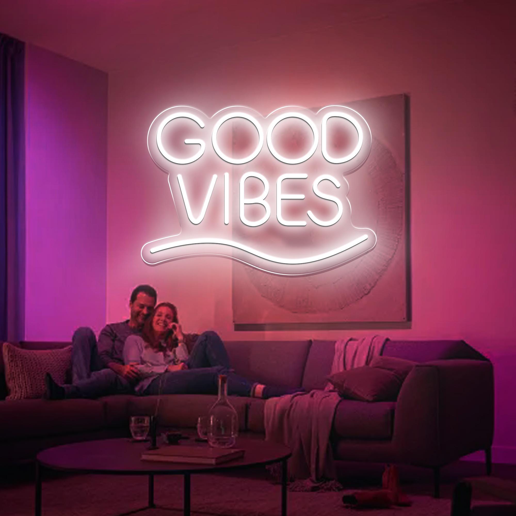 Good Vibes Neon Sign, Large Good Vibes Neon Lights for Bedroom, Wall, Game Room Decor, Good Vibes Led Signs for Party, Gift, Valentine's Day