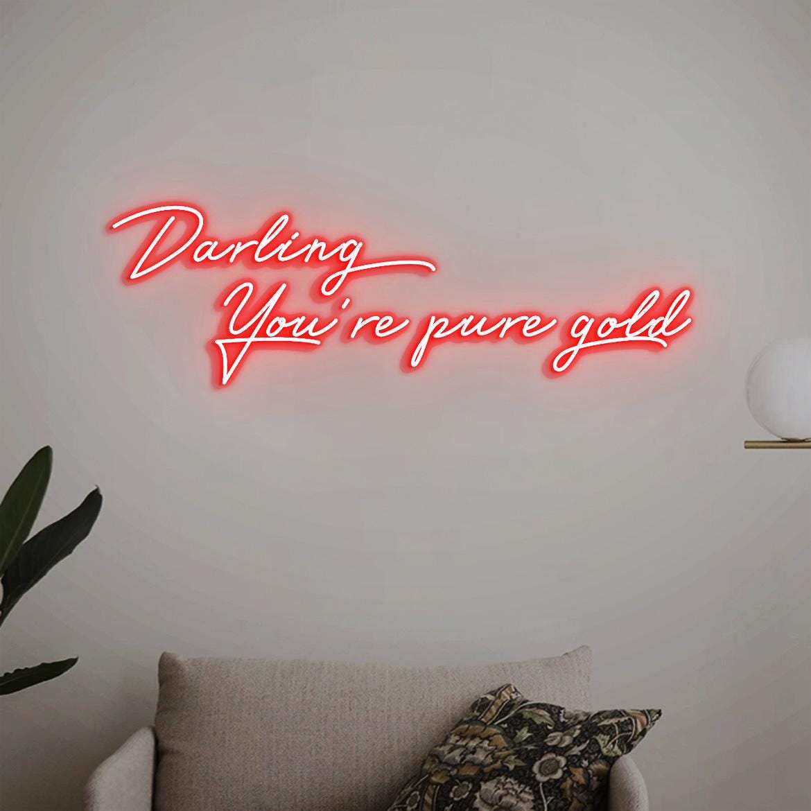 Darling You're pure gold Neon Sign, Pure Gold, Hair Salon Wall Idea, Hair Beauty Salon Art, New Salon Decor, Salon Decor Idea