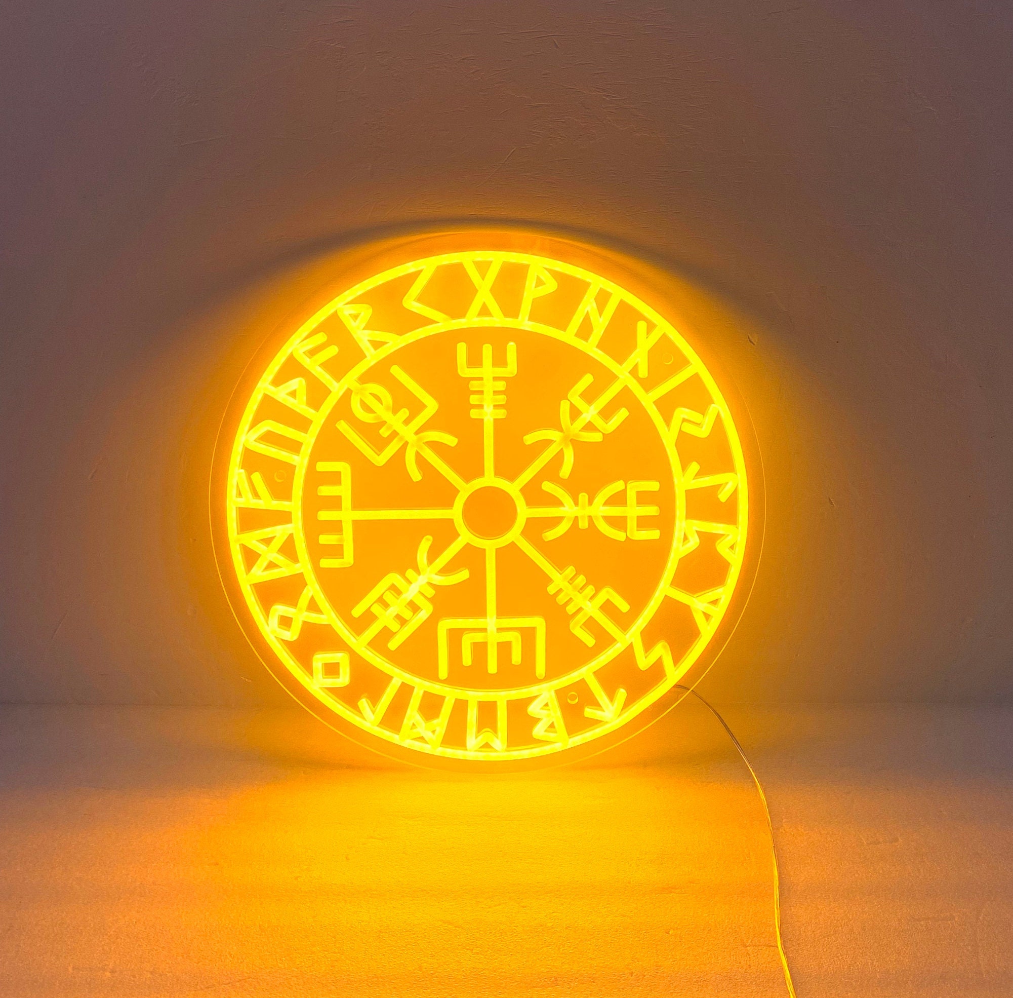 Vegvisir Rune Neon Sign, Viking Wall Ar,t Viking Wall Decor. Vegvisir Nordic Decor, Norse Viking Sign Decor Man Cave Wall Decor