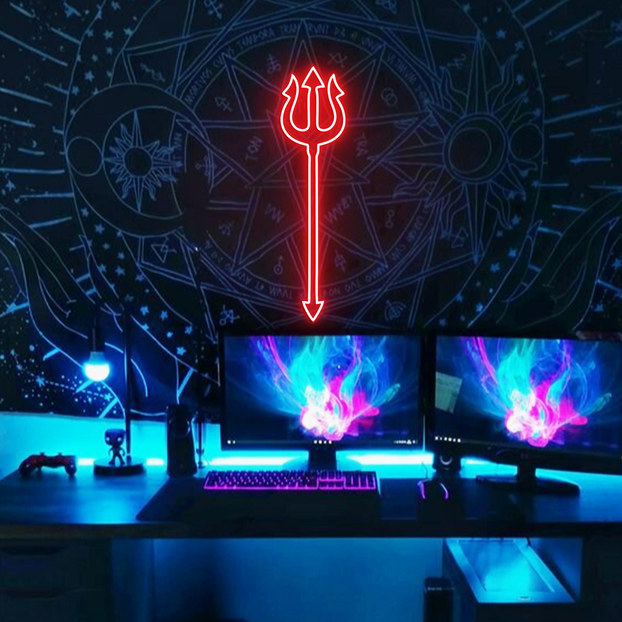 Trident Neon Light, Trident Neon Sign Light Decor, LED The Weapon Of The Sea God Sign, Poseidon Neon Signs, Trident Wall Decoration