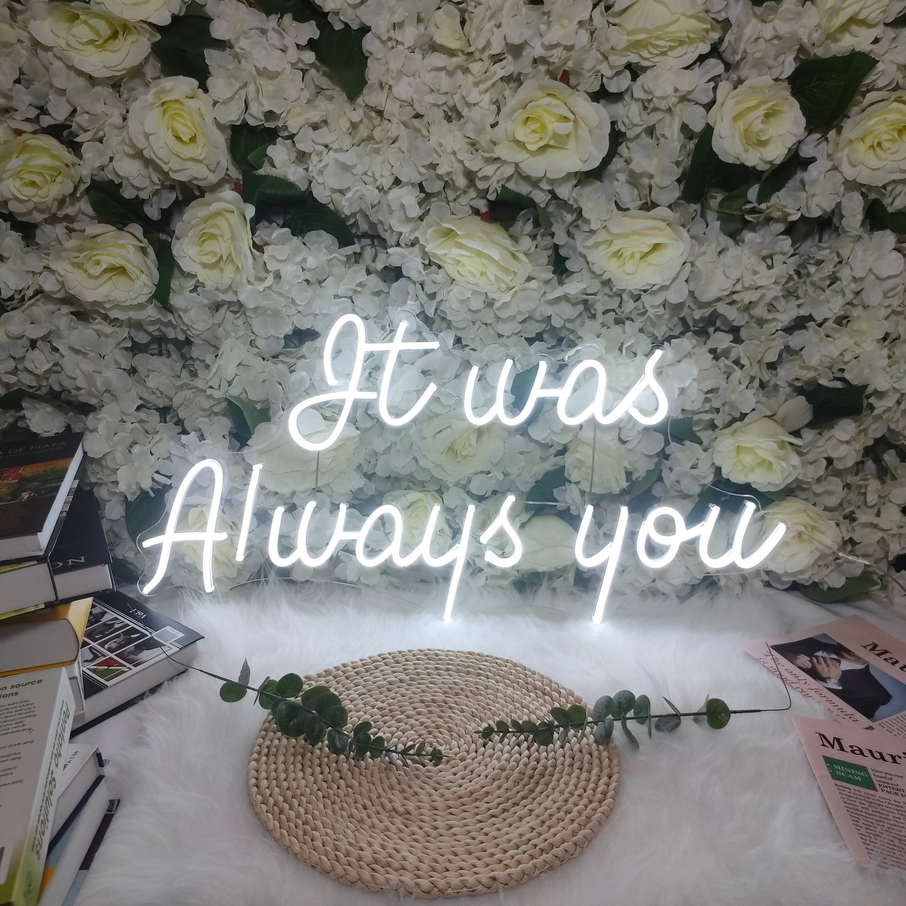Neon Light It was always you Sign Custom Name Led Wedding Decor Engagement Party Home Room Decoration Anniversary Wall Decor Bar Neon Sign