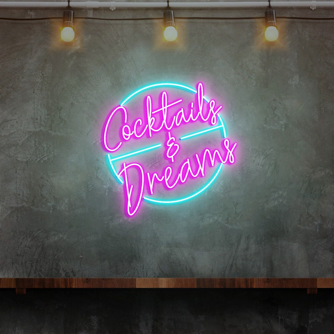 Cocktails and Dreams Neon Sign, Cocktail Bar Neon Sign Wall Decor, Bar Signs UK, Neon Bar Signs for Home Bar Decor, Custom Neon Signs UK