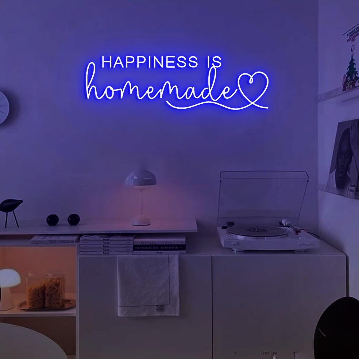 Happiness is Homemade with Heart Neon Sign, Happiness Sign Home Wall, Home Gallery Wall Sign Neon Light, Happiness Sign Kitchen Decor