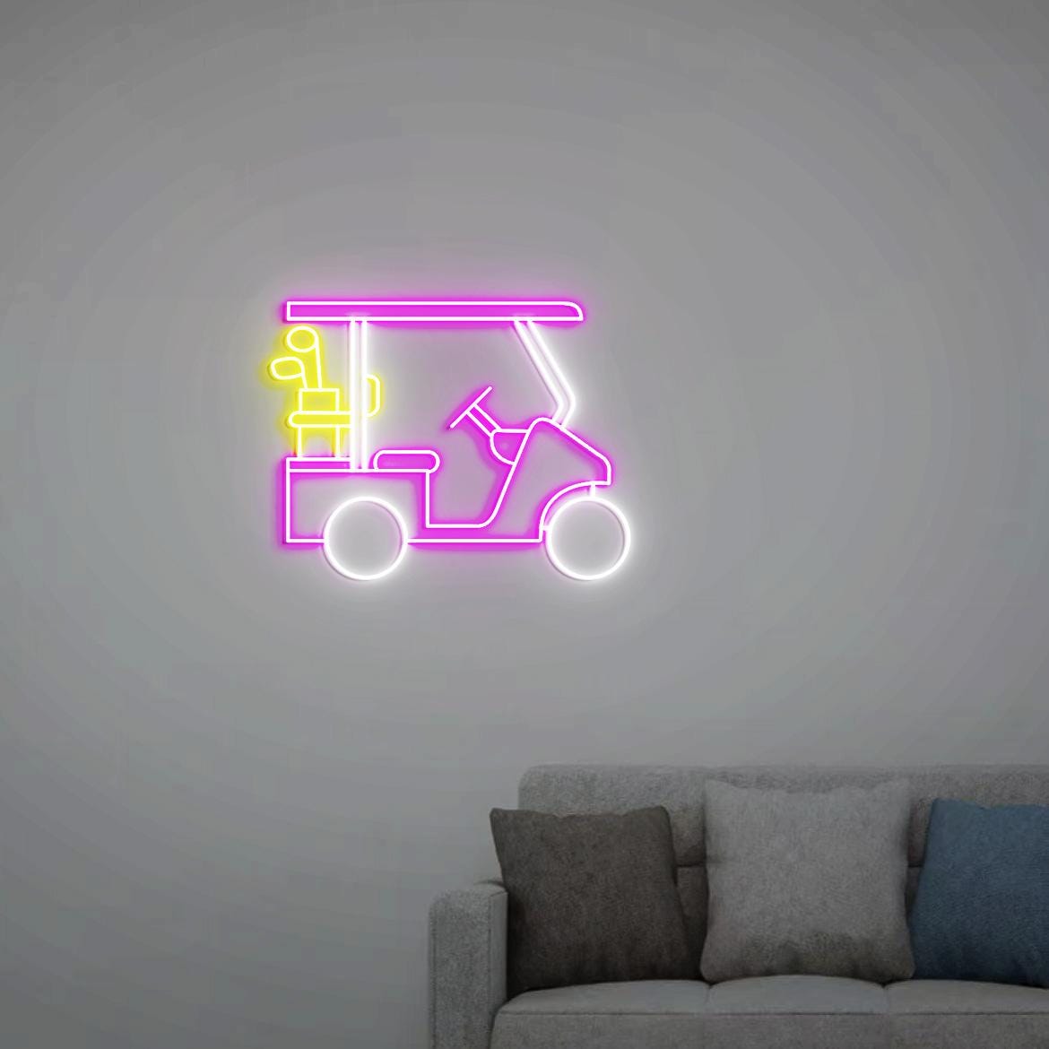 Golf Cart Neon Sign, Personalized Golf Cart Sign, Golf Art for Home Office Wall Decorations, Golfer Gift, Gift for Golf Lovers, Golf Sign