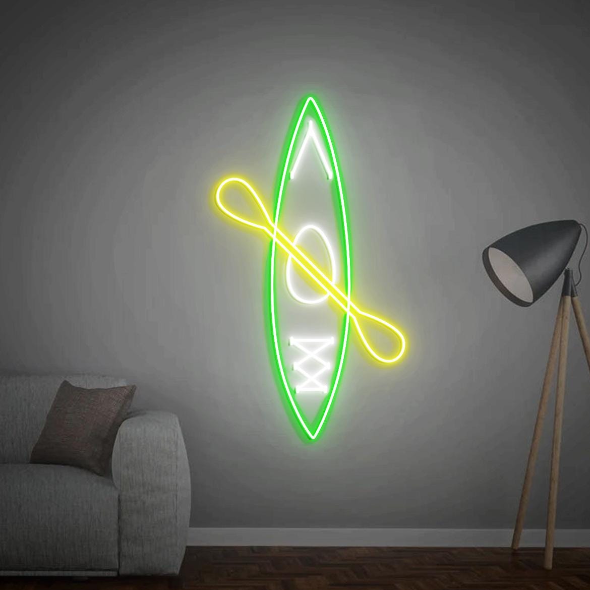 Kayak Neon Sign, Kayak Wall Decor, Kayak with Paddle Sign, Custom Kayak Name Neon Sign, Kayaking Gifts, Kayaking Boat Home Decor