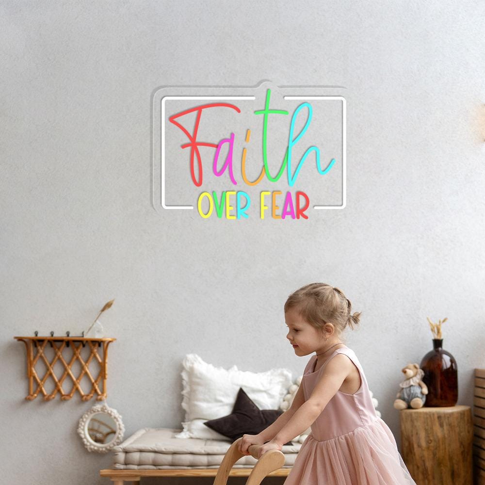 Faith Over Fear Neon Sign Gifts, Inspirational Christian Neon, Bible Quote Neon, Faith Neon For Women, Kindness Neon Sign, Bible Verse Neon