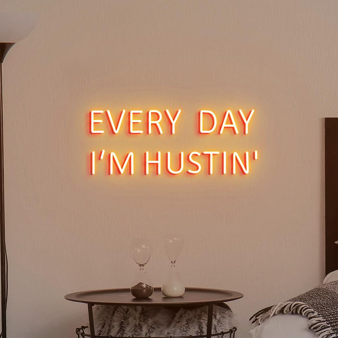 Everyday I'm Hustin' Neon Sign, Hustle Sign Boss Office Decor, Hustling Business Decor, Motivational Hustle Quote Wall Signs, Boss Gift