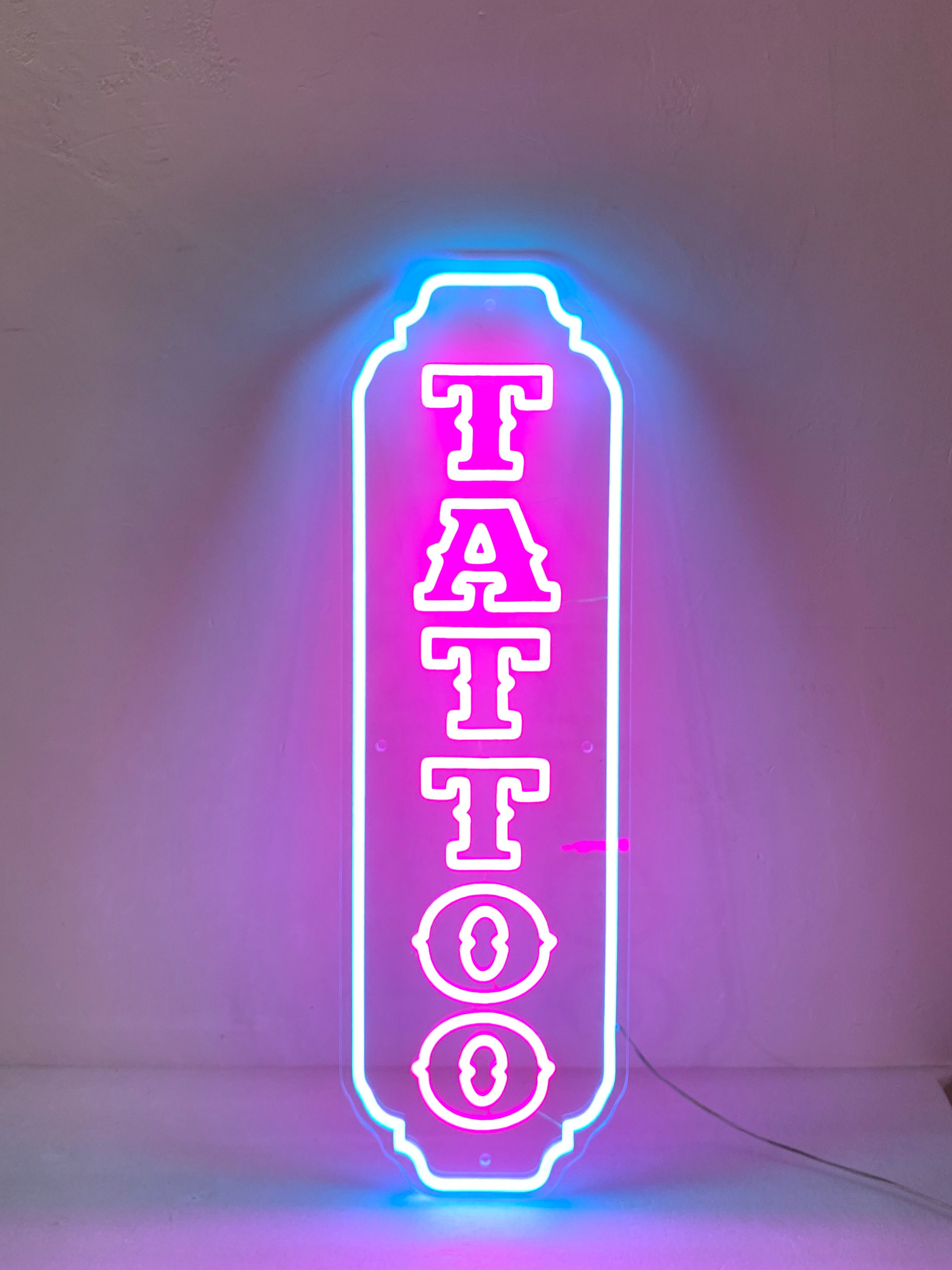 Tattoo Neon Sign, Custom Tattoo Studio Signs, Vertical Tattoo Sign, Ink Studio Neon Light, Tattoo Artist Room Wall Decor