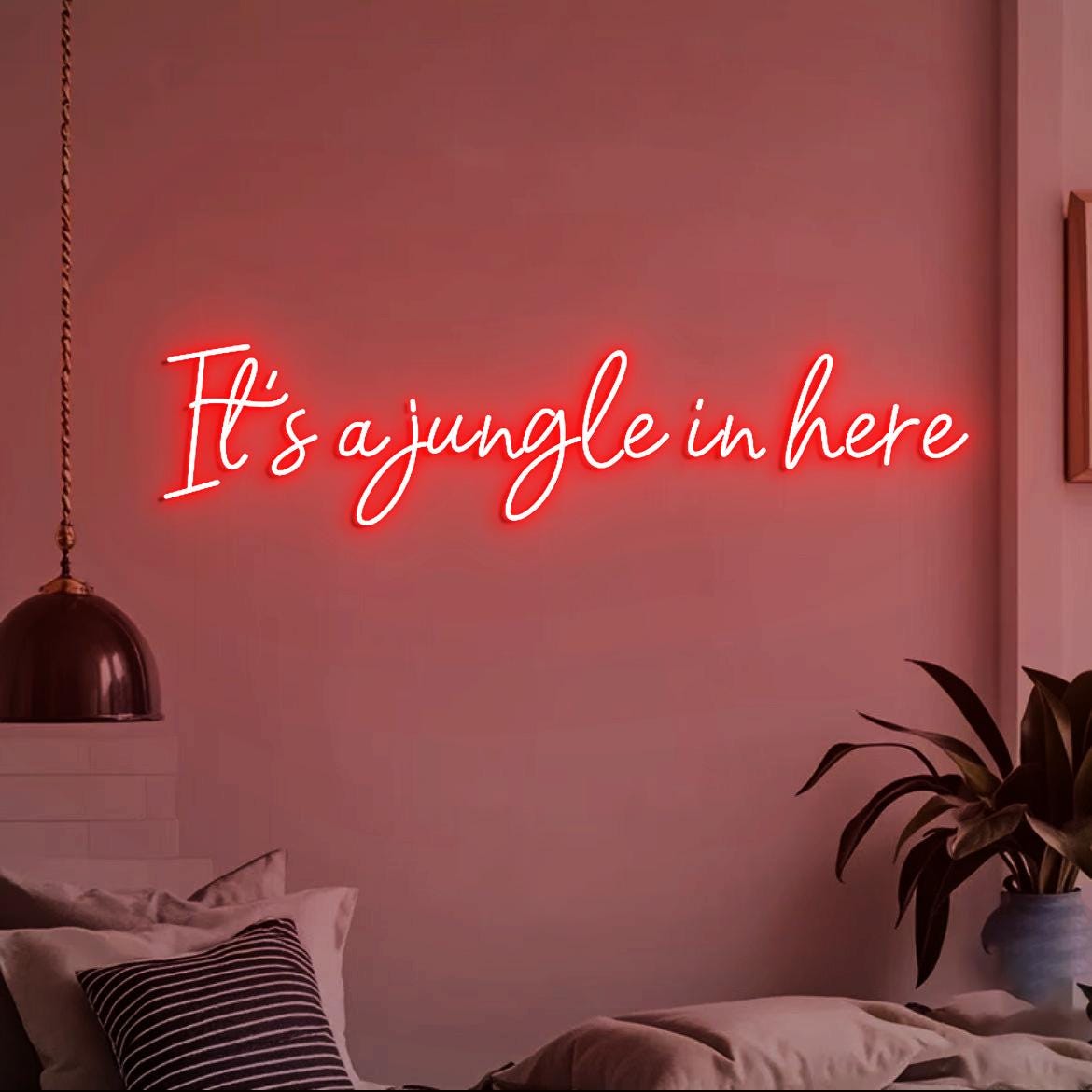 Custom Neon Sign It's a jungle in here, Jungle Themed Room Decor, Jungle Party Led Neon Light, Green Jungle Wall Neon Sign Light