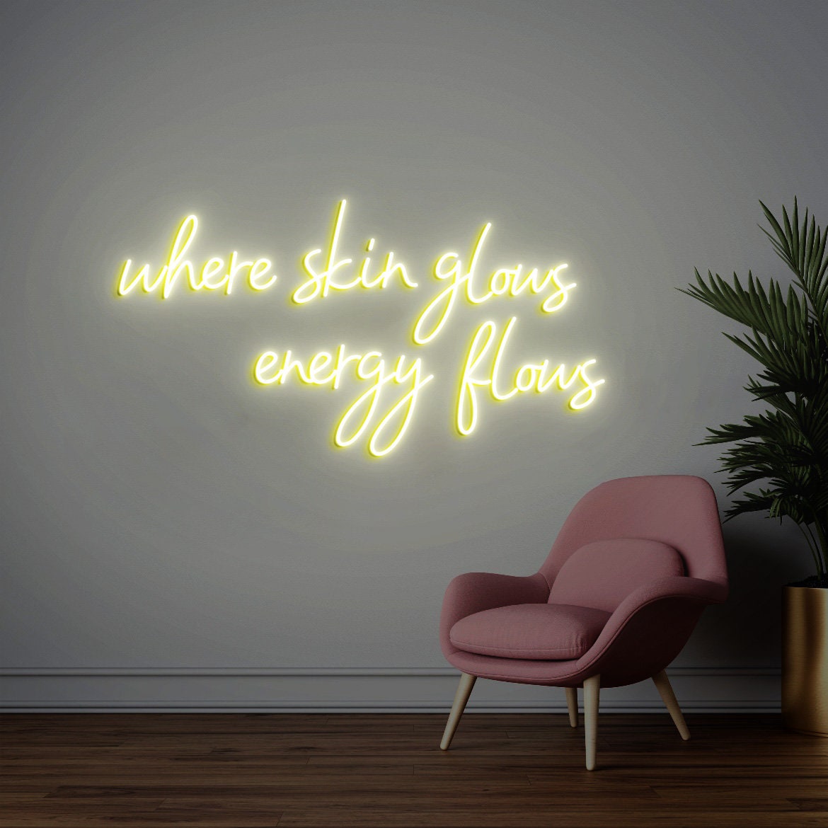 Where Skin Glows Energy Flows Neon Sign, Spa Wall Decor, Esthetician Decor, Beauty Salon Sign, SkinCare Facial Room Wall Decor