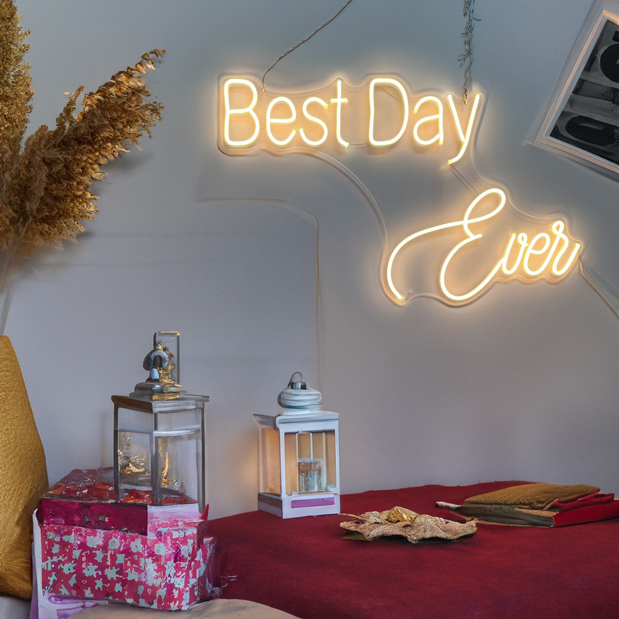 Best Day Ever Neon Sign, Custom Neon Sign Aesthetic , Wedding Neon Sign Wall Decor, Neon Sign Bedroom, Wedding Flower Wall Sign