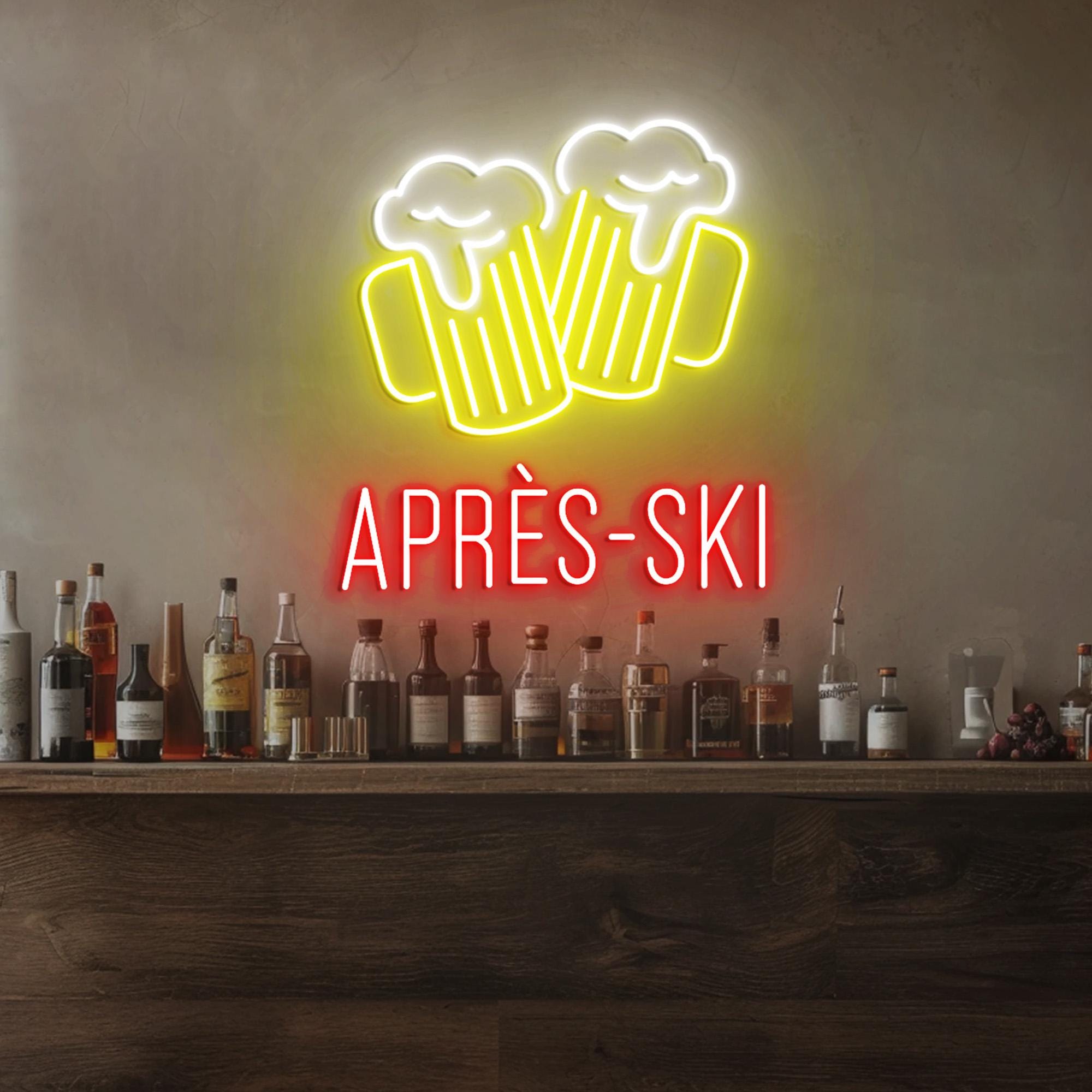 Apres Ski Beer Neon Sign, Ski Bar Decor, Ski Beer Wall Neon Light, Apres Ski Bar Wall Decor, Ski Beer Bar Wall Decor
