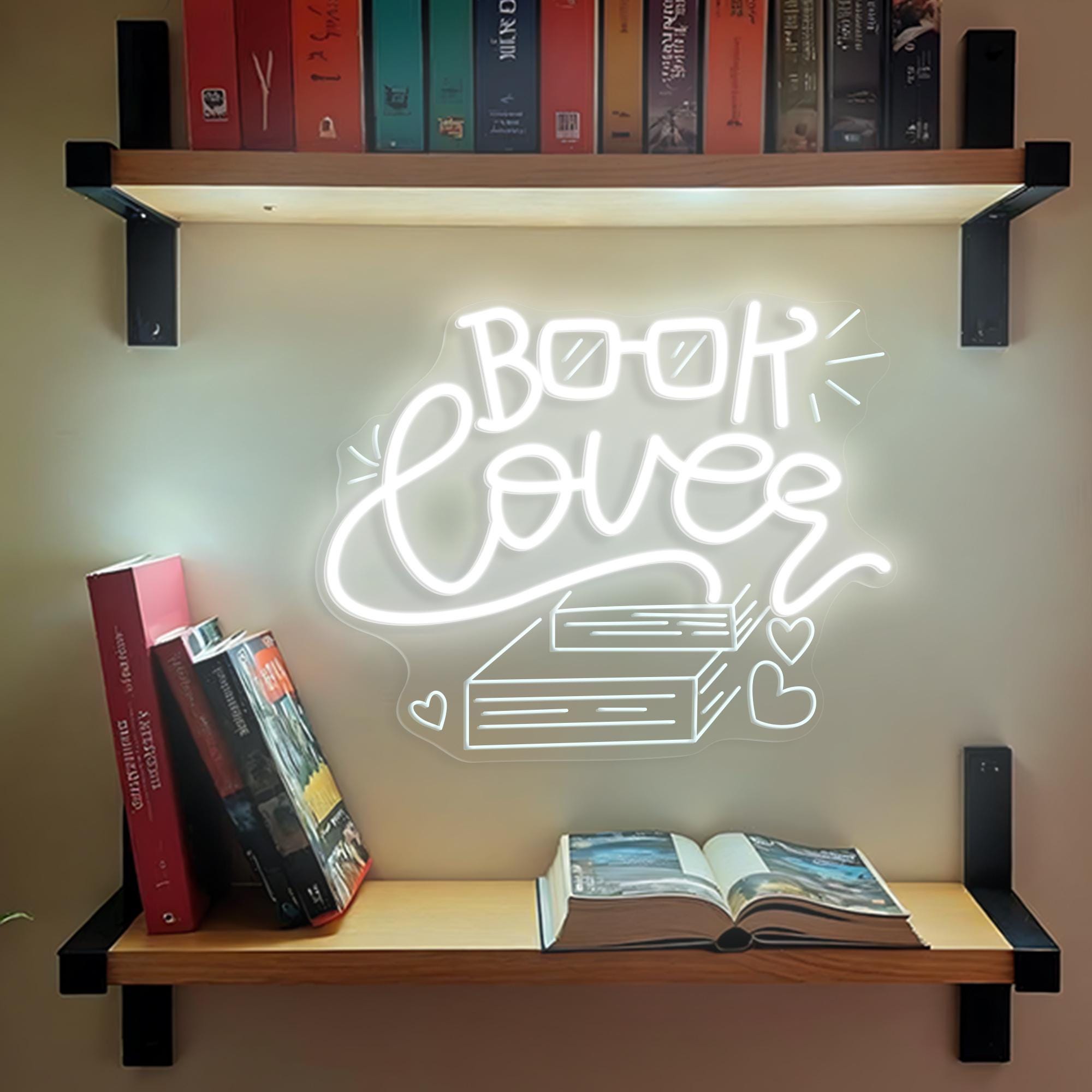 Book Lover Neon Sign Custom Aesthetic LED Light for Bookshelf Reading Nook Gift for Bookworm Bedroom Wall Decor Cozy Reading Room Light Sign