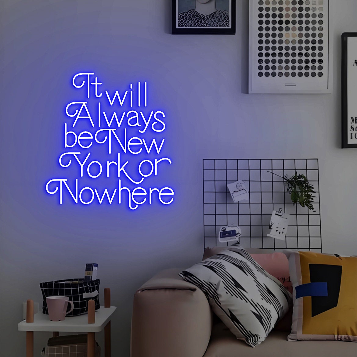It will always be New York or Nowhere Neon Sign, New York or Nowhere, Trendy New York Wall Decor, New York Apartment Decor