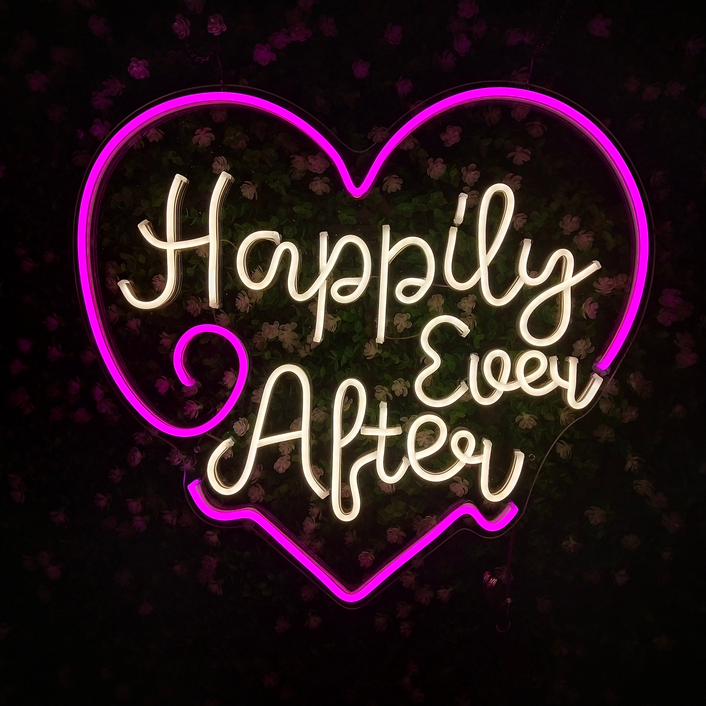 Happily Ever After Neon Sign Custom Neon Wedding Sign Led Neon Sign Name Neon Sign Art Engaged Neon Sign Bedroom Wall Decor