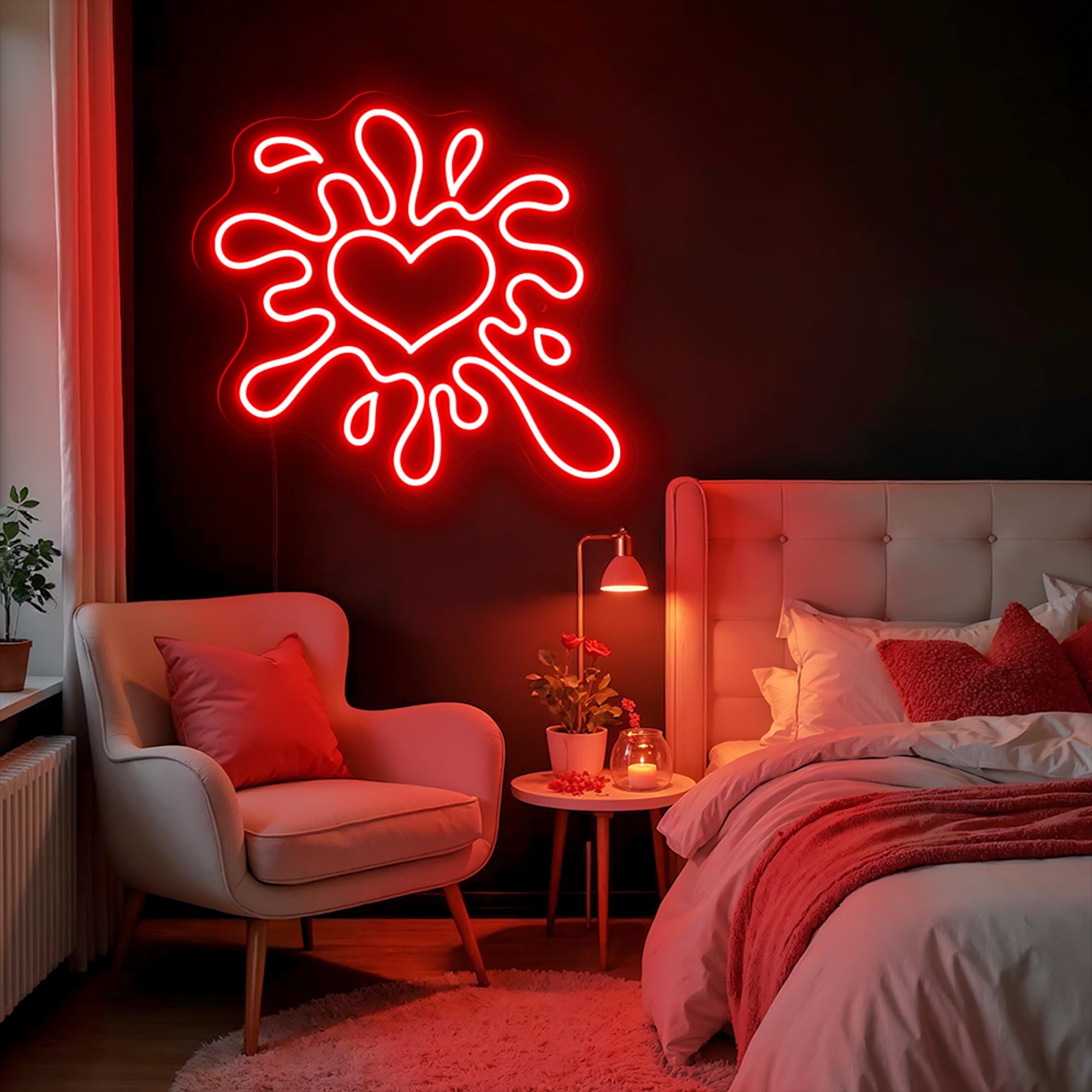Valentine Heart Neon Sign Valentines Day Gift for Her Valentine Decor Valentine Gifts Romantic Home Decor Couples Gift for Him Wall Art