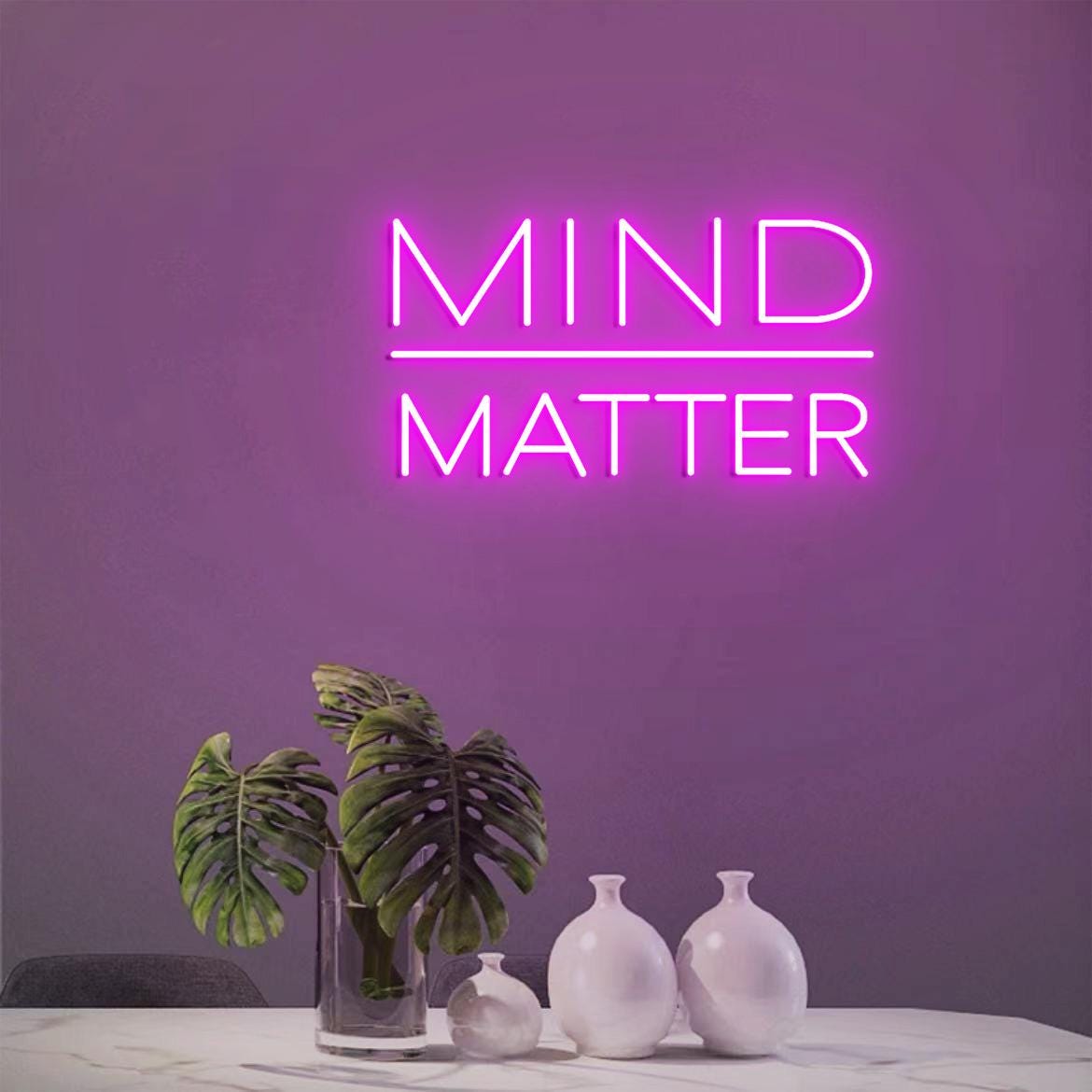 Mind Over Matter Neon Sign, Mind Over Matter Gym Motivational Signs, Office Gym Wall Signs, Gift for Home Gym Idea, Workout Room Signs