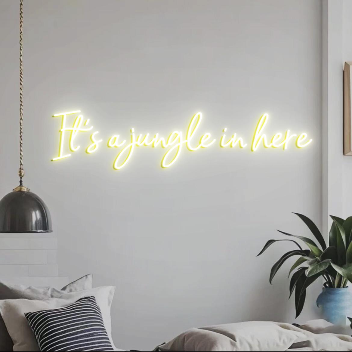 Custom Neon Sign It's a jungle in here, Jungle Themed Room Decor, Jungle Party Led Neon Light, Green Jungle Wall Neon Sign Light