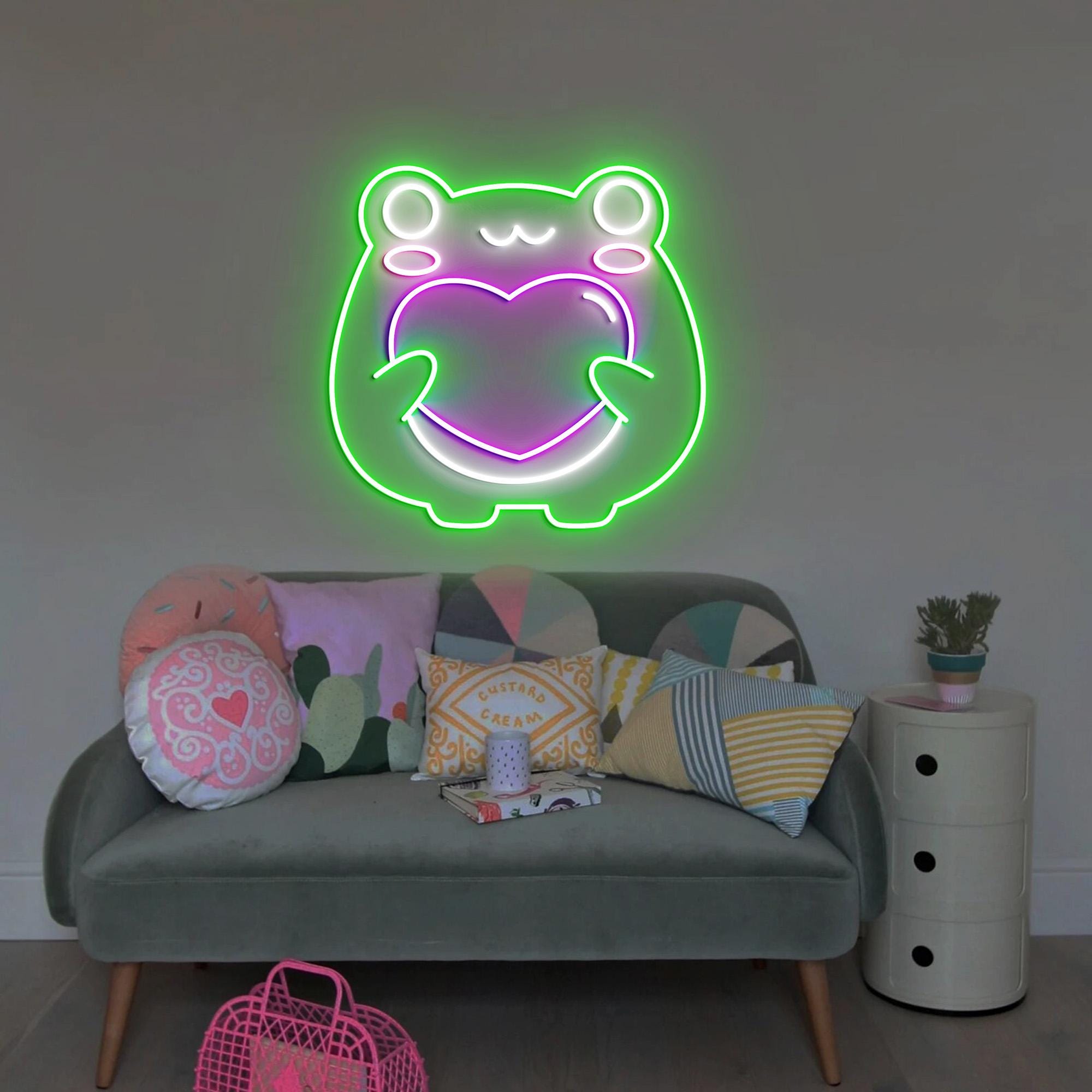 Cute Frog Neon Sign, Kawaii Froggy, kawaii Frog Light, Dimmable Frog Neon Lights, Frog Neon Sign Wall Decoration, USB Powered Neon Sign