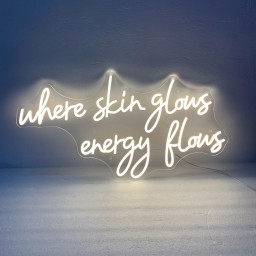 Where Skin Glows Energy Flows Neon Sign, Spa Wall Decor, Esthetician Decor, Beauty Salon Sign, SkinCare Facial Room Wall Decor