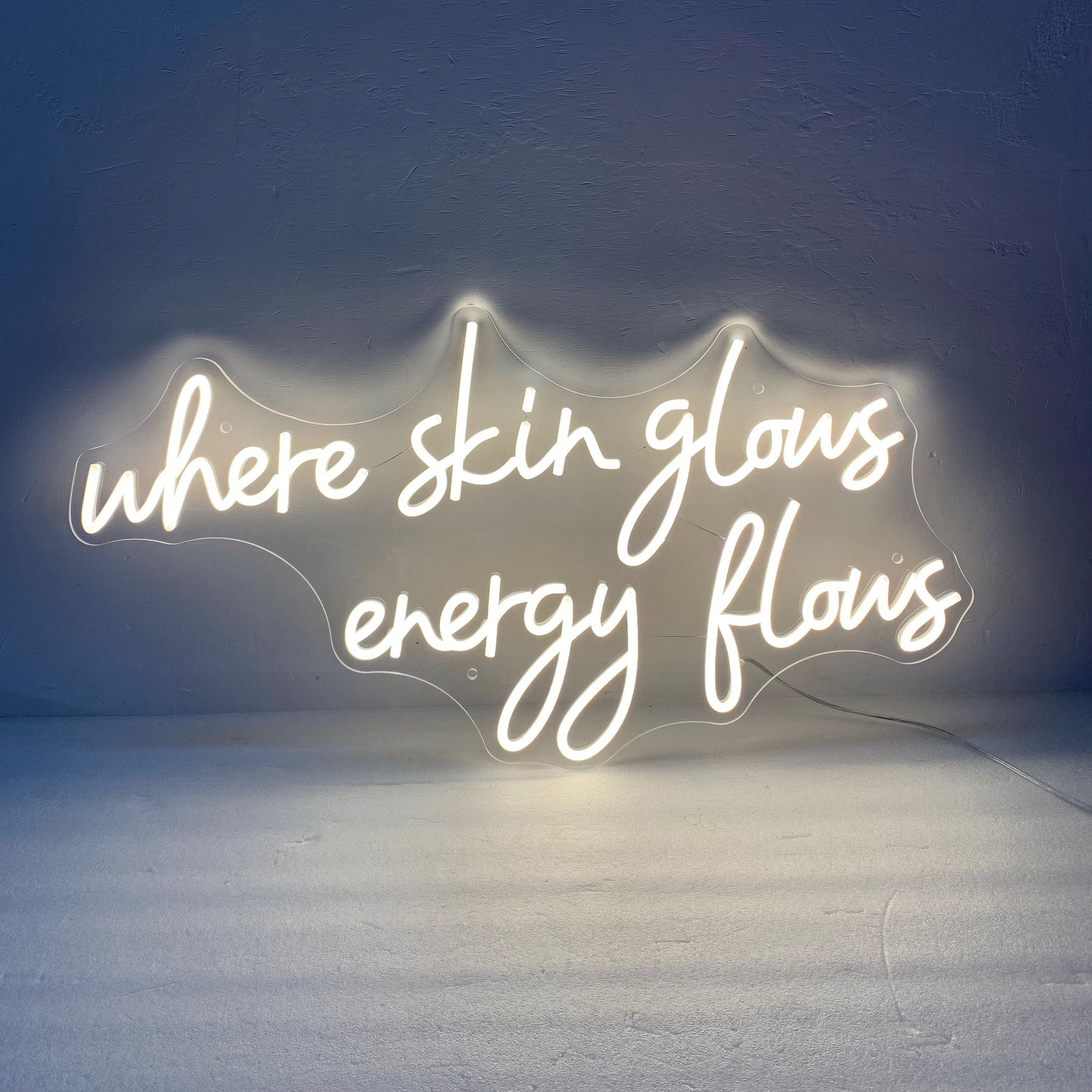 Where Skin Glows Energy Flows Neon Sign, Spa Wall Decor, Esthetician Decor, Beauty Salon Sign, SkinCare Facial Room Wall Decor