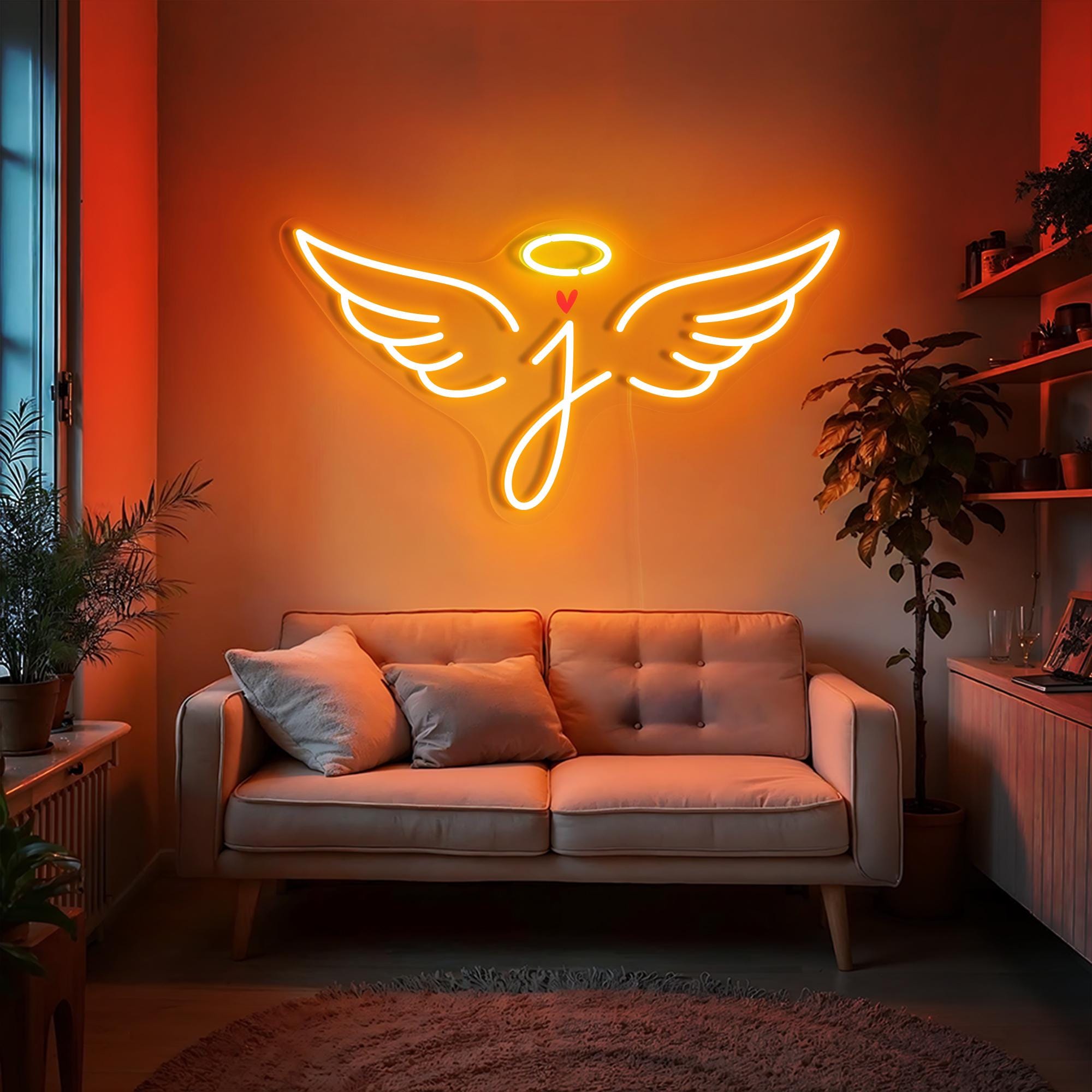 Cupid Wings Custom Name Neon Sign Personalized Letter Heart Sign Unique Valentines Gift Bedroom Decor Romantic Wall Art Gift for Her