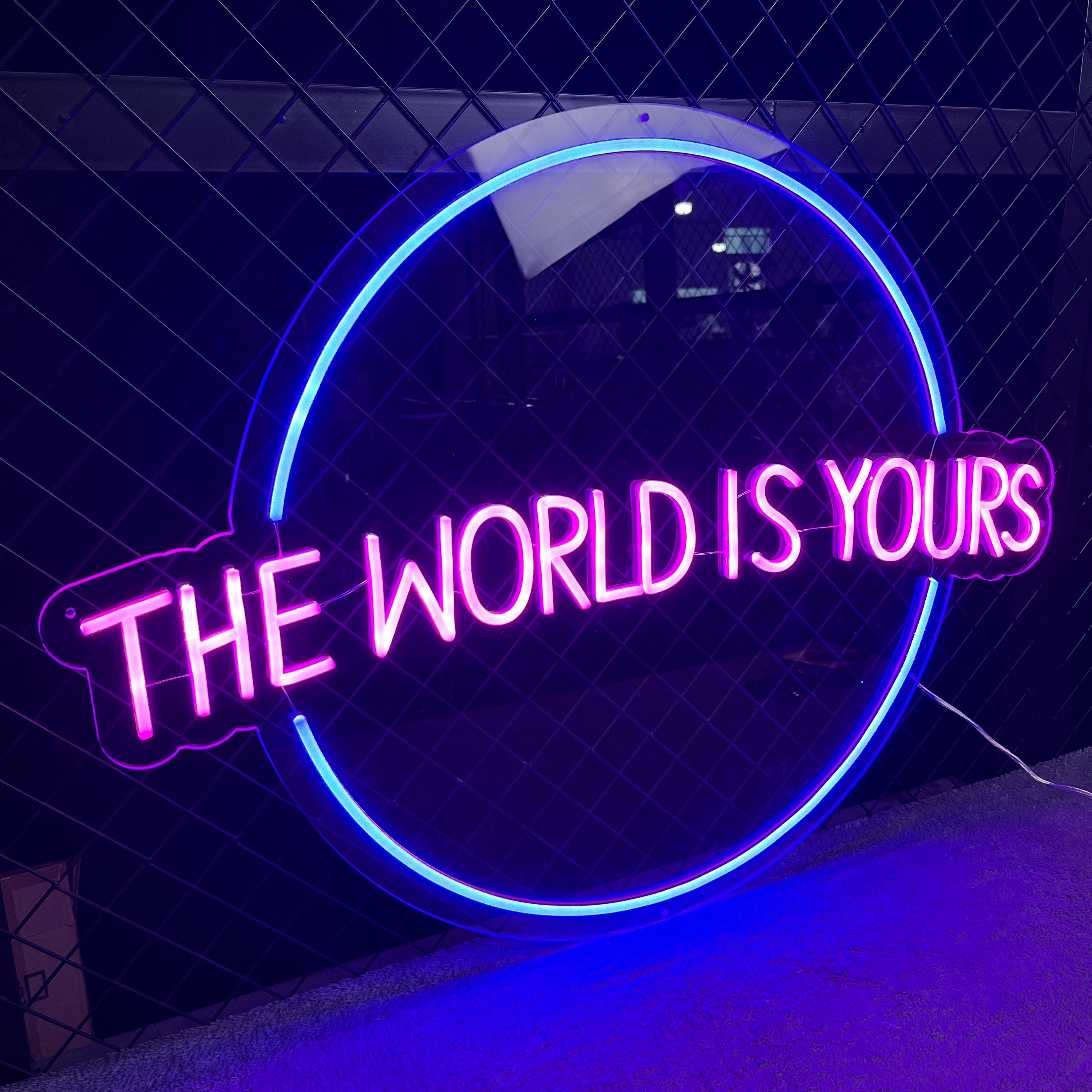 The World Is Yours Neon Sign|Inspirational Neon Sign|Bedroom Neon Sign|Neon Wall Art|Custom Neon Sign|Neon Light|Kid Personalized Gift