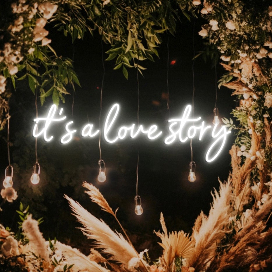 It's Love Story, Custom Neon Sign Wedding Sign, Engegament Sign, Love Story Sign, Wedding Weclome Sign