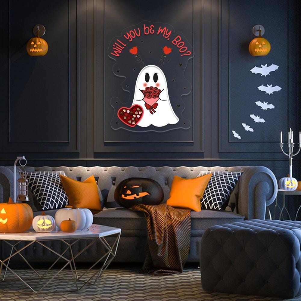Will You Be My Boo Neon Sign, Ghost Neon, Valentines Day Hoodie, XOXO Neon, Women Valentines Day Neon Sign, Heart Neon, Happy Valentines Day
