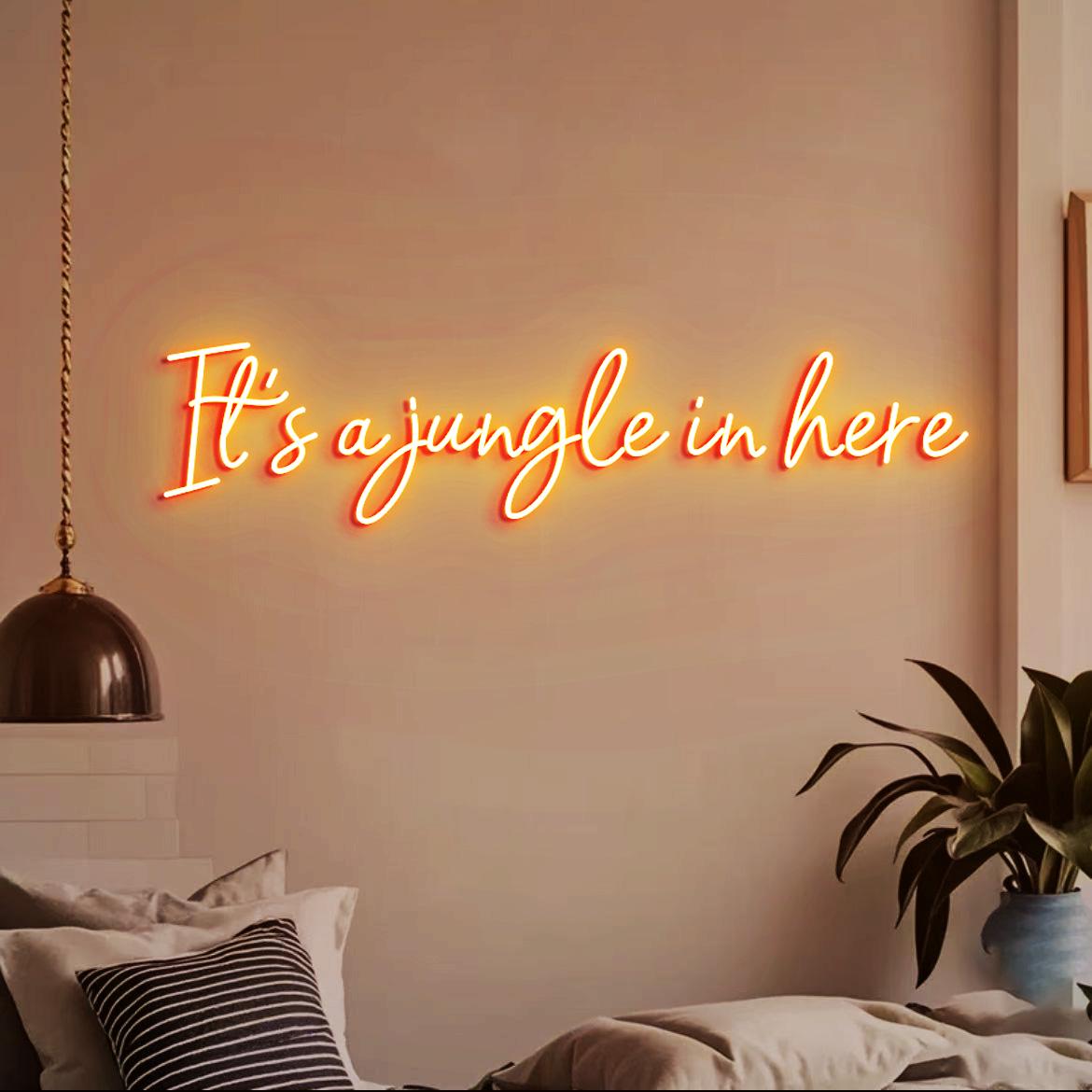 Custom Neon Sign It's a jungle in here, Jungle Themed Room Decor, Jungle Party Led Neon Light, Green Jungle Wall Neon Sign Light