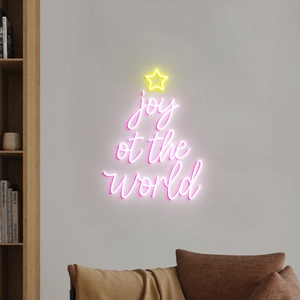 Joy to the World Neon Sign, Joy Christmas Sign Wall Decor, Joy to the World Tree Signs, Christmas Holidays Home Decorations Pieces